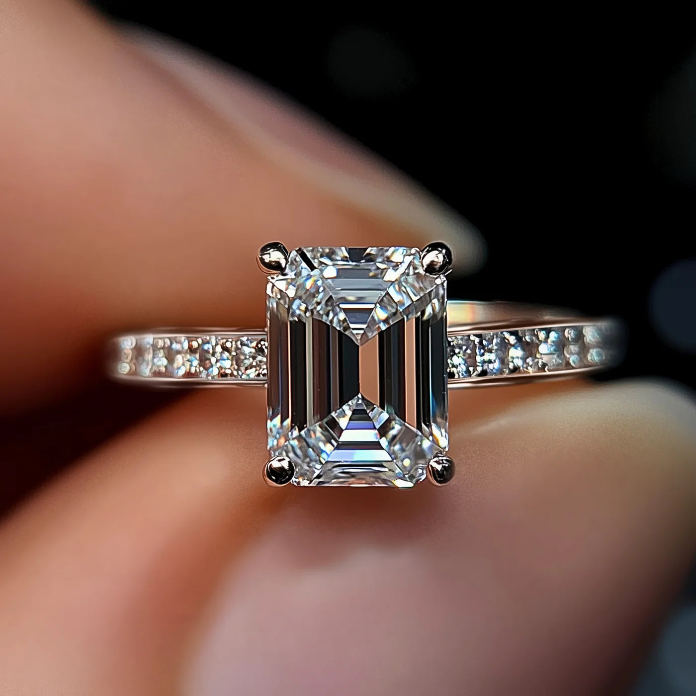 The Fiona Marie Emerald Cut Moissanite Ring