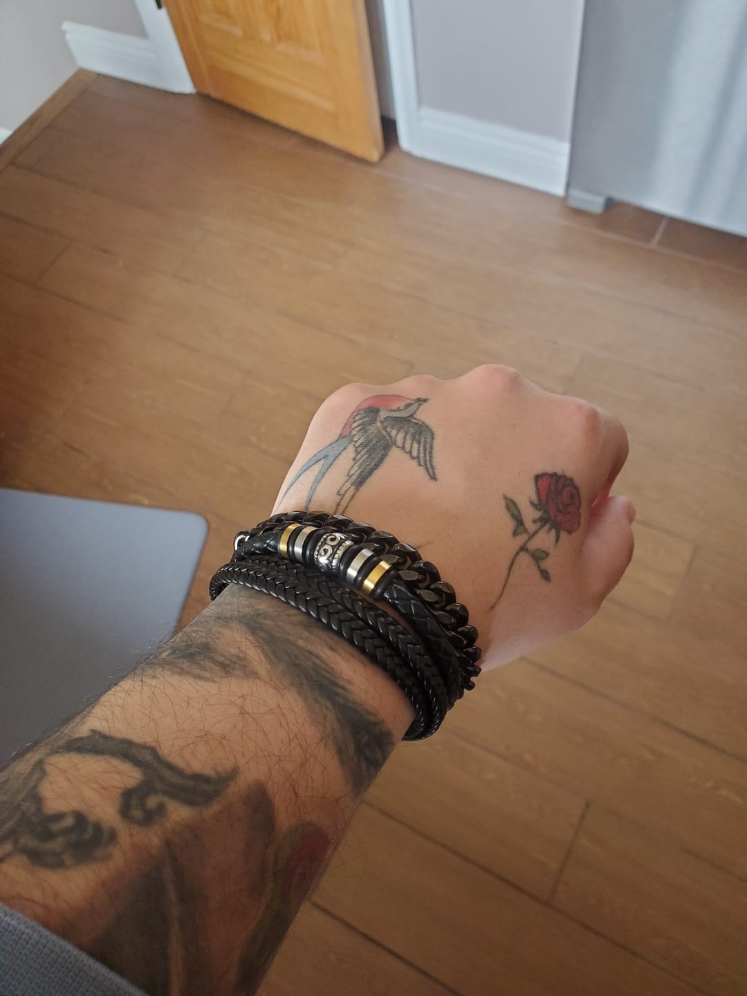 Customer wearing their to my son bracelet from Awareness Avenue