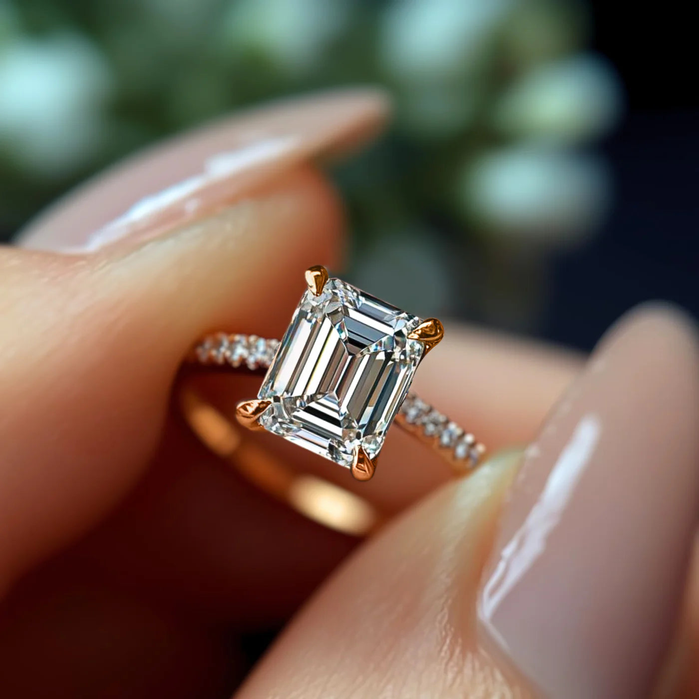 The Cecily Jane Moissanite when closed up.