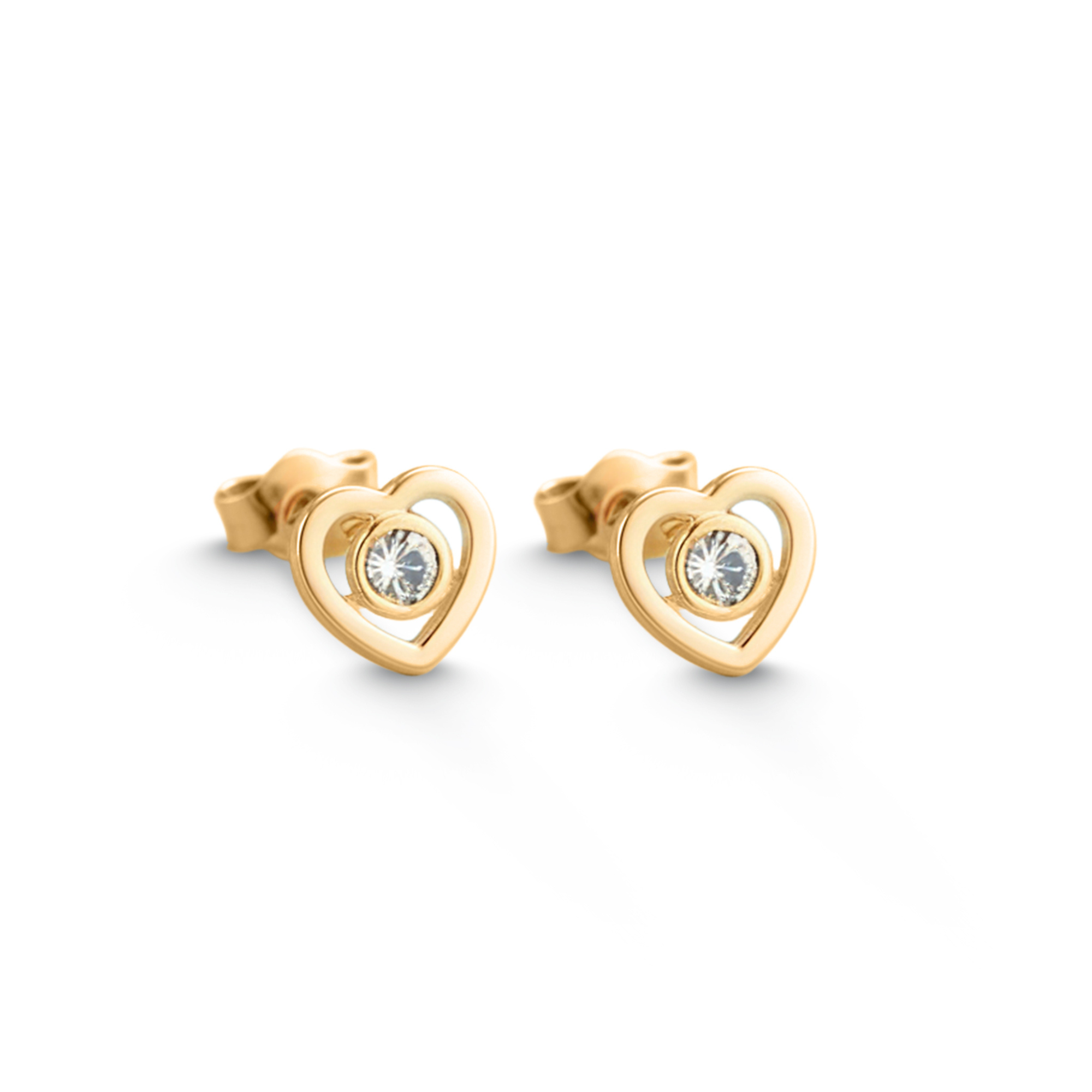 Pendientes de diamantes en forma de corazón en oro rosa