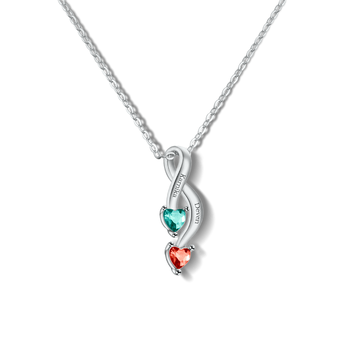 Personalized Infinity Birthstones Necklace - Stainless Steel