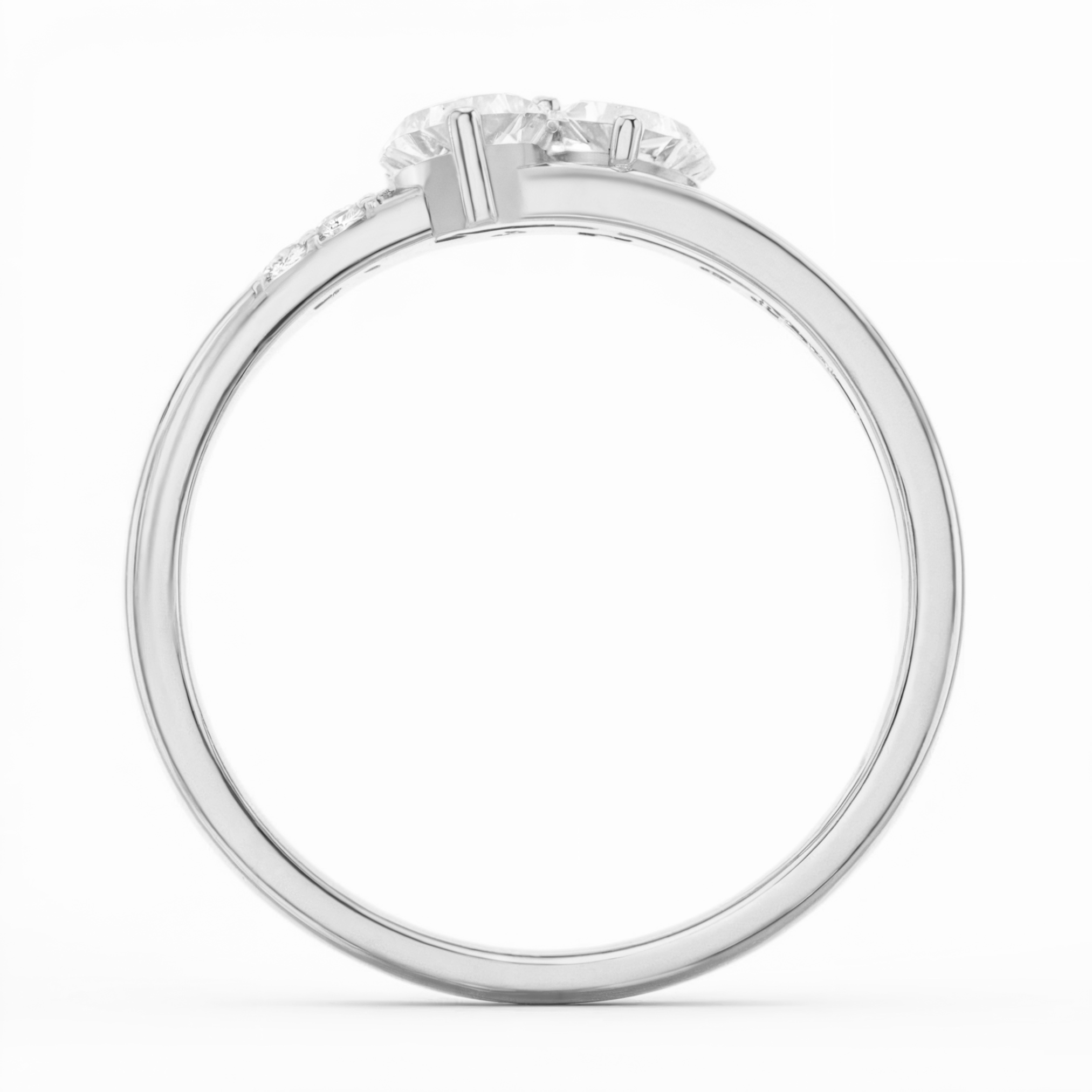 Engraved Silver Double Heart Promise Ring