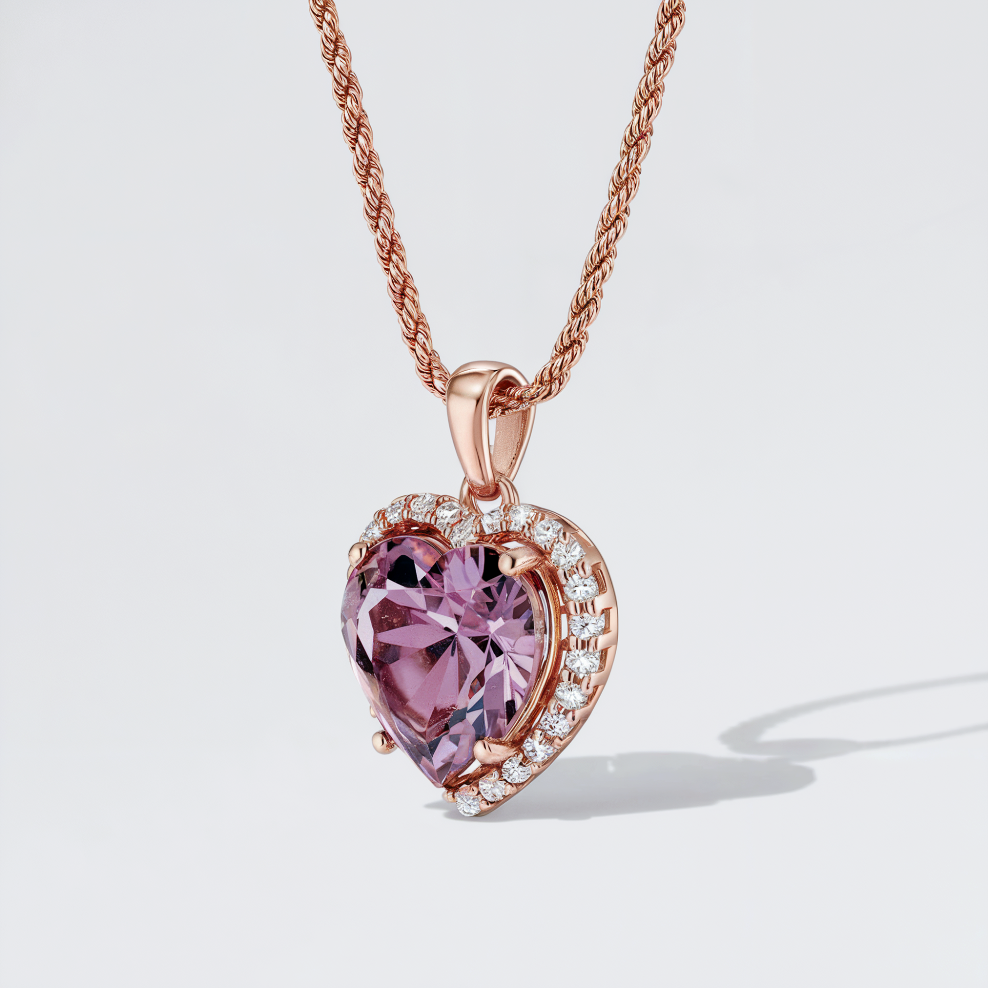 3CT Moissanite Halo Heart Necklace