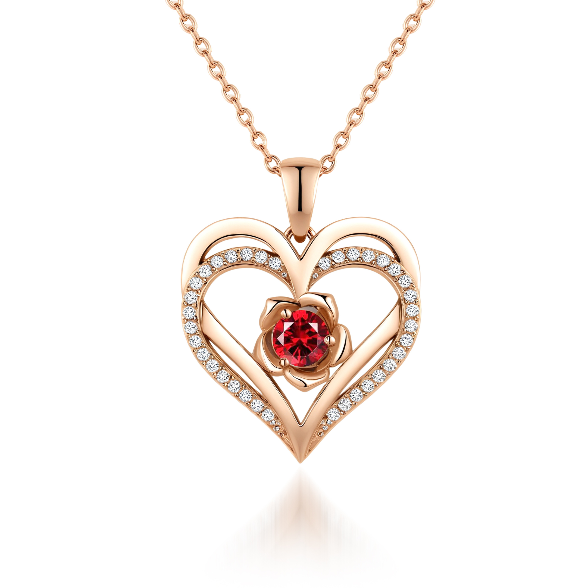 Love Double Heart Birthstone Necklace