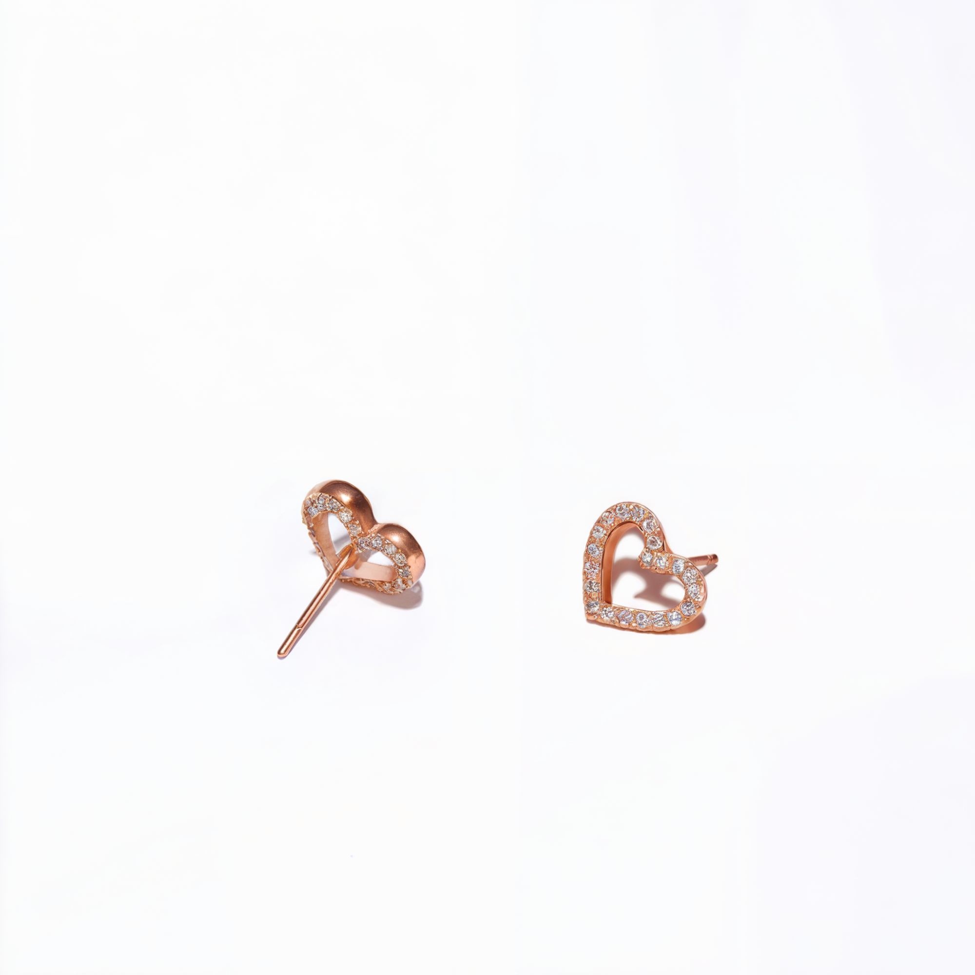 Classic Stud Heart Rose Gold Earrings