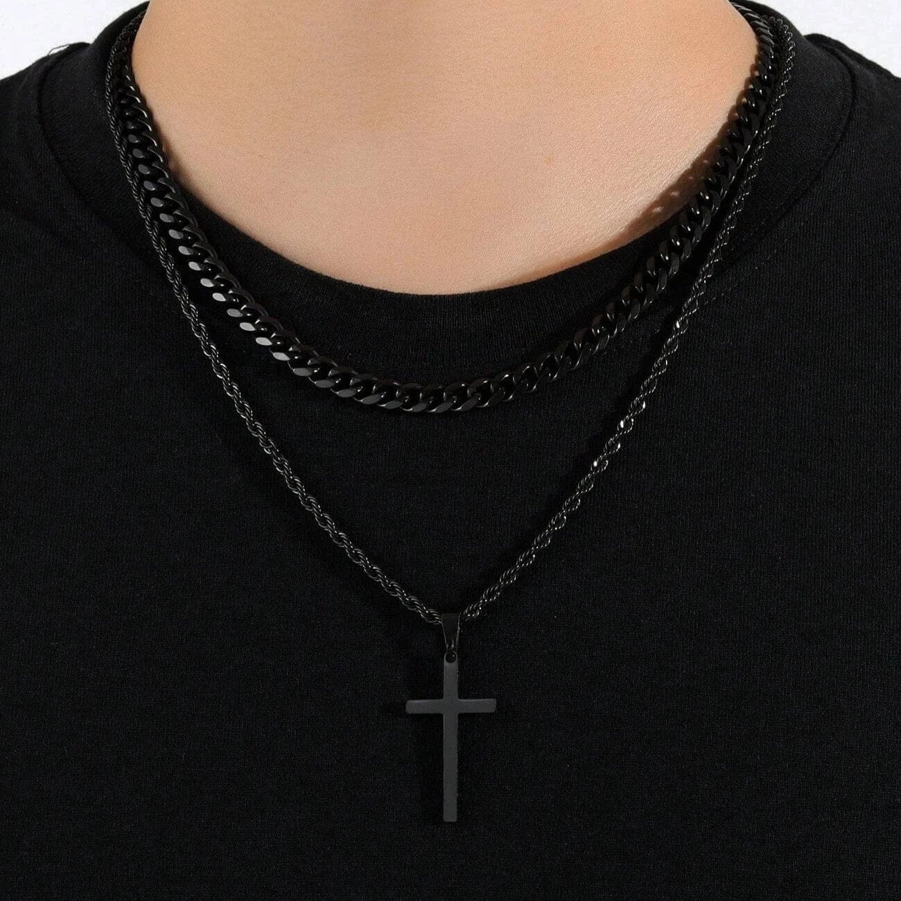 Collar de cruz para hombre