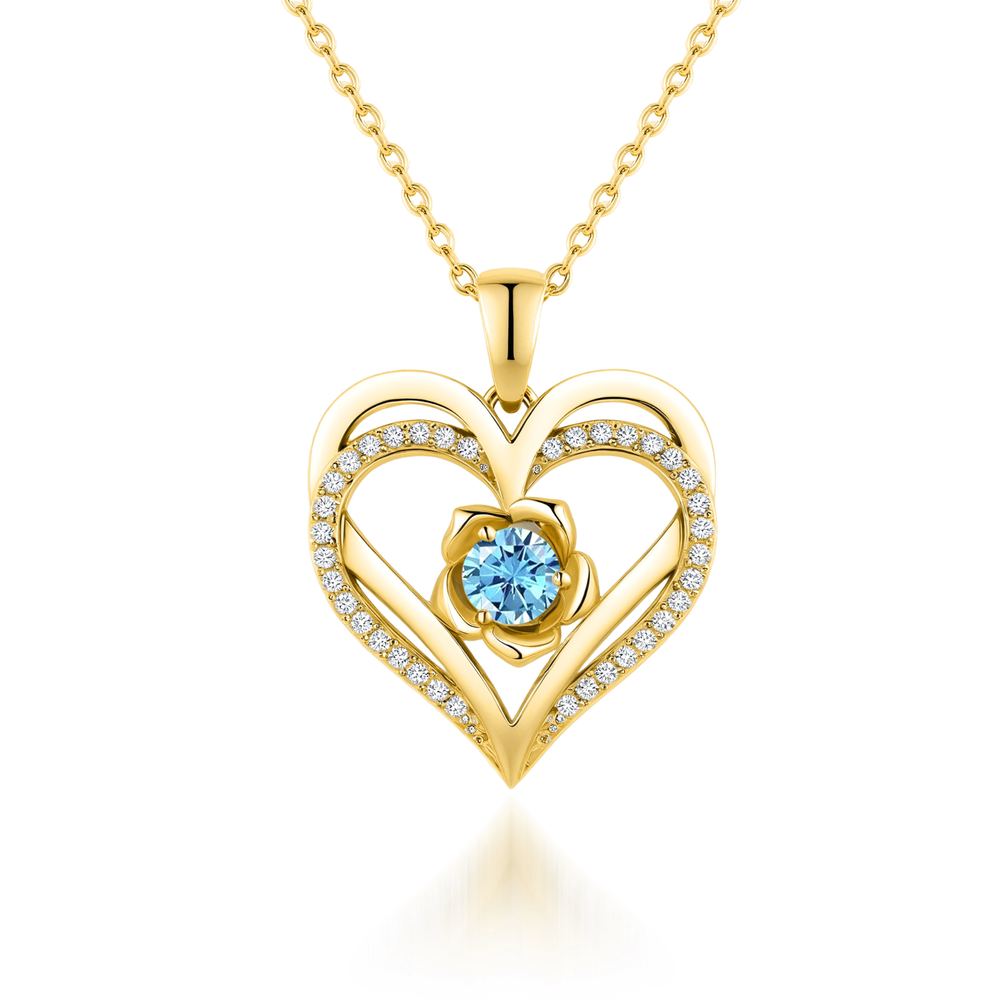 Love Double Heart Birthstone Necklace