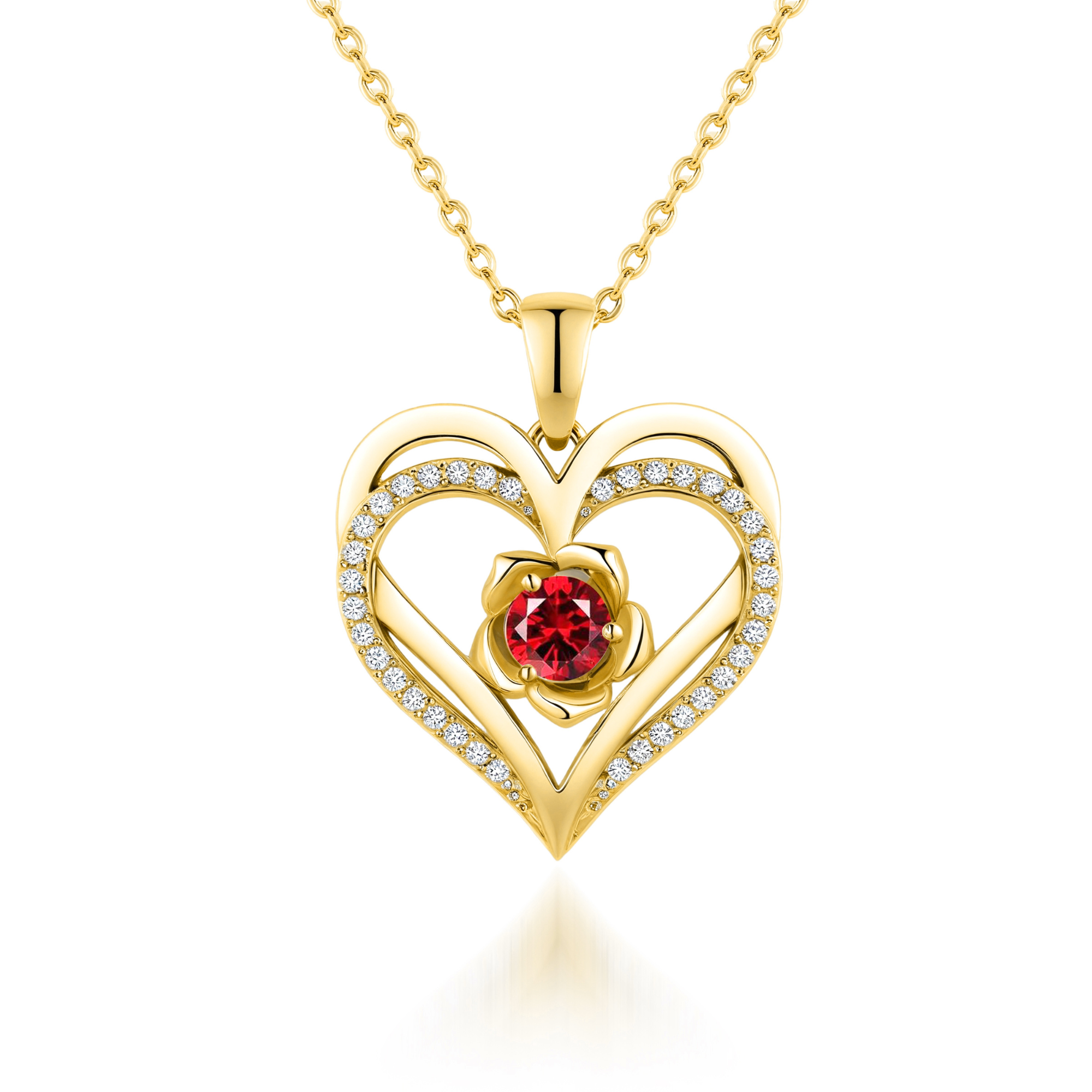 Love Double Heart Birthstone Necklace