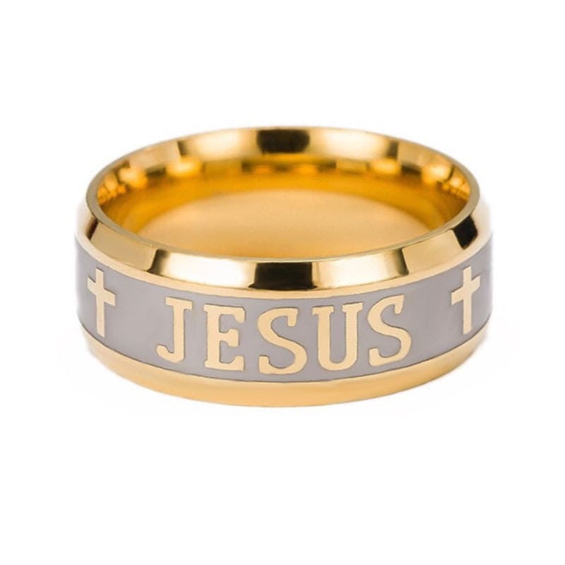 Los Fieles: Anillo de plata para hombre con la cruz y el grabado de Jesús