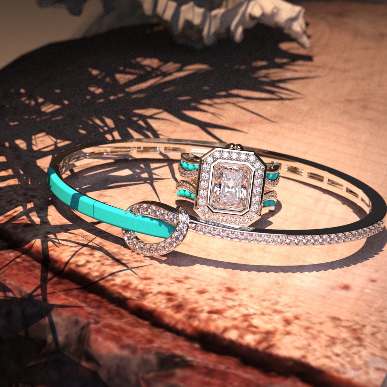 The Ocean's Crown: Diamond Ring + FREE Bracelet - S925 Sterling Silver