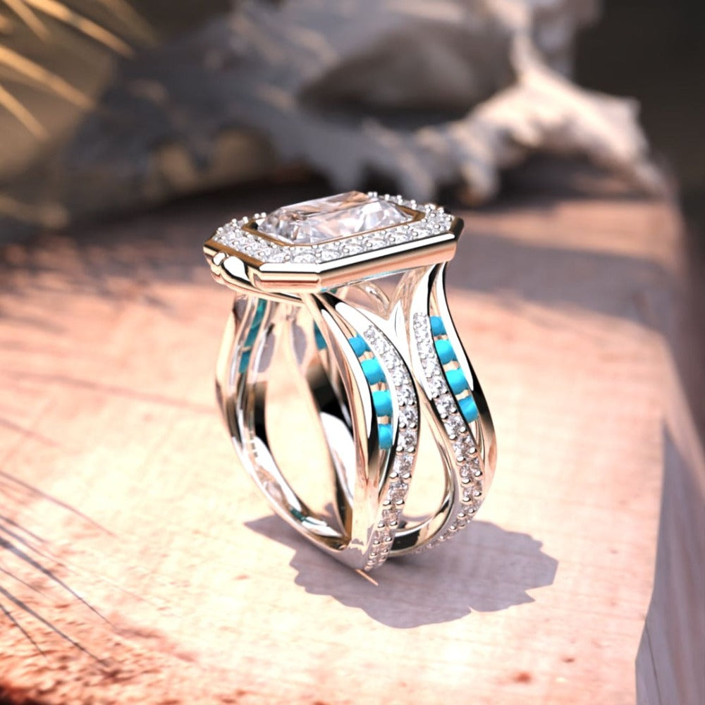 The Ocean's Crown: Ethical Diamond Ring - S925 Sterling Silver