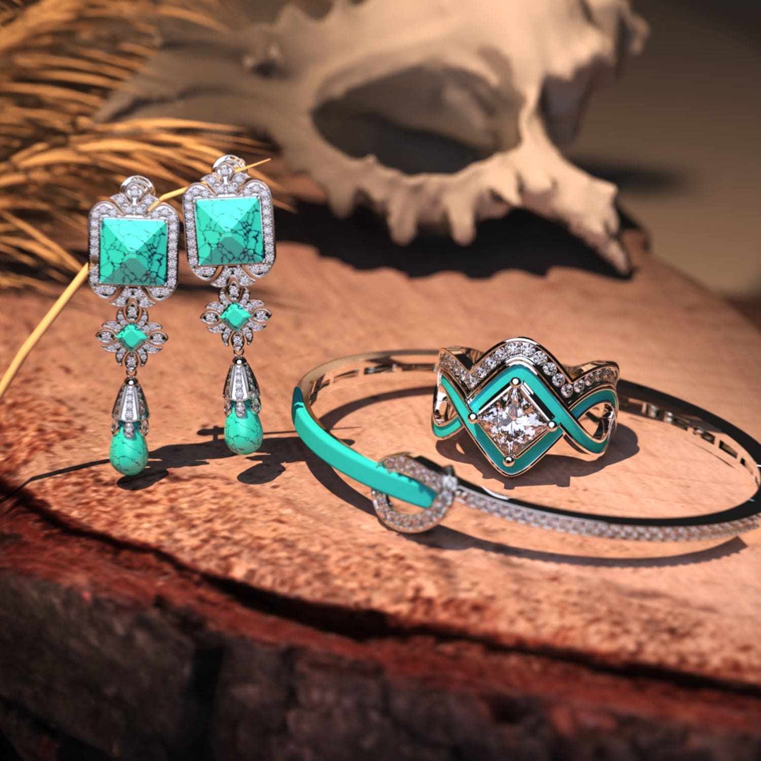 The Ocean Set: Best Selling Ring + FREE bracelet & earrings - S925 Sterling Silver