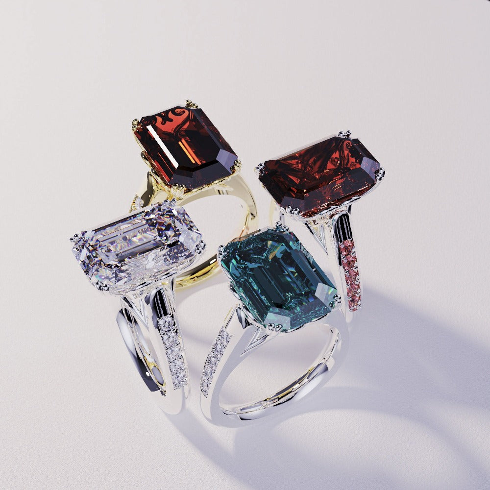 The Dream Collection - 4 Emerald-Cut Rings - S925 or 18K Gold Vermeil