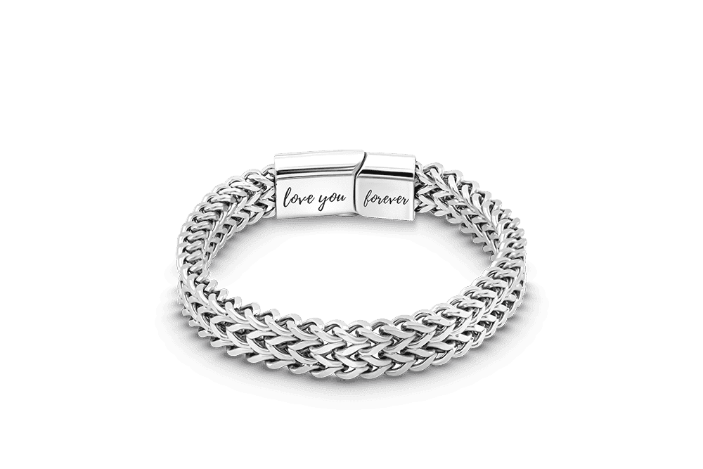 Men's 'Love You Forever' Steel Chain Bracelet