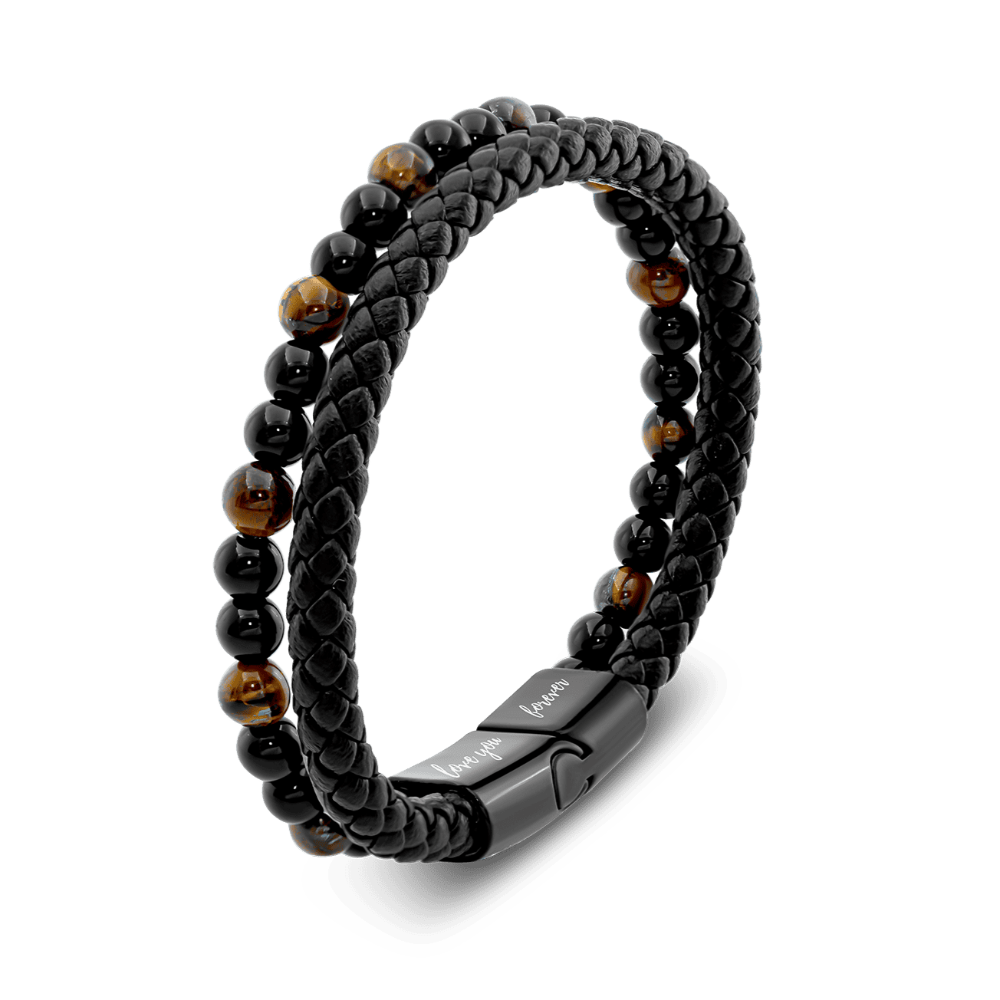 Men's 'Love You Forever' Beaded Leather Bracelet