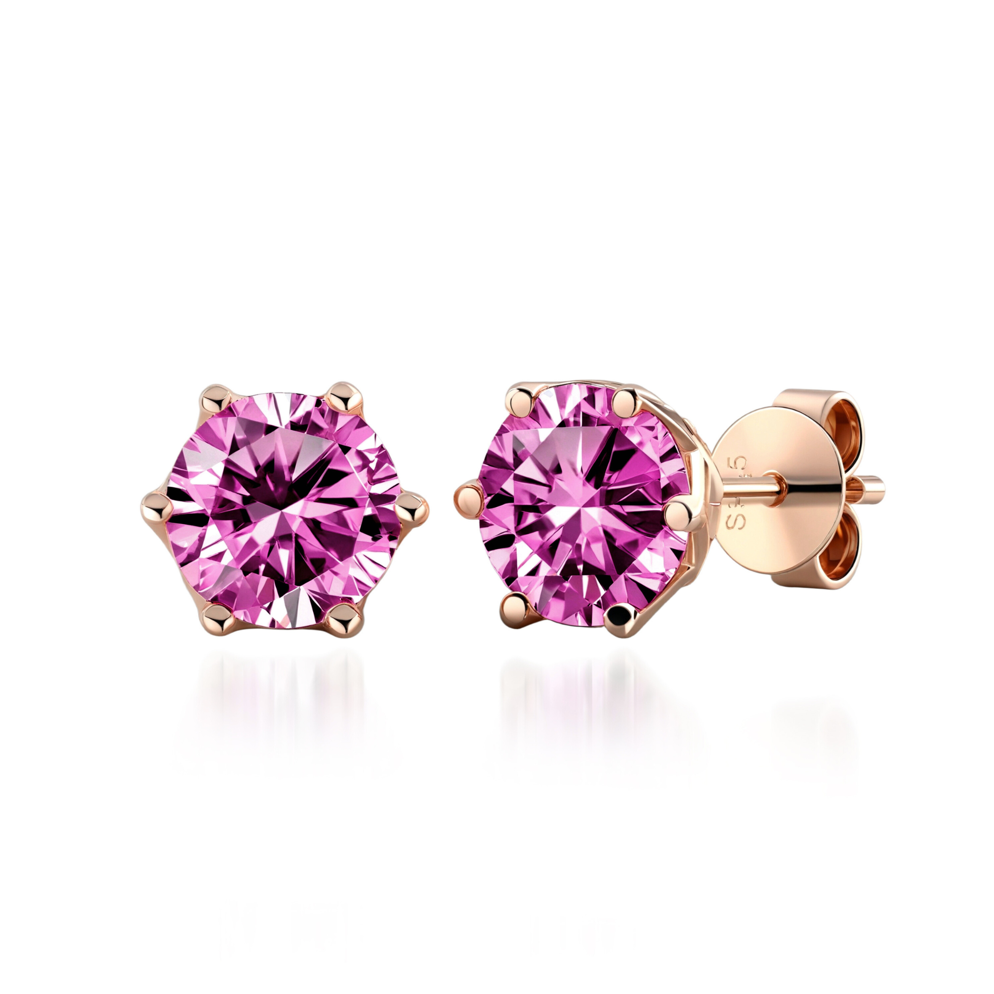 Lustrous Pink Moissanite Stud Earrings