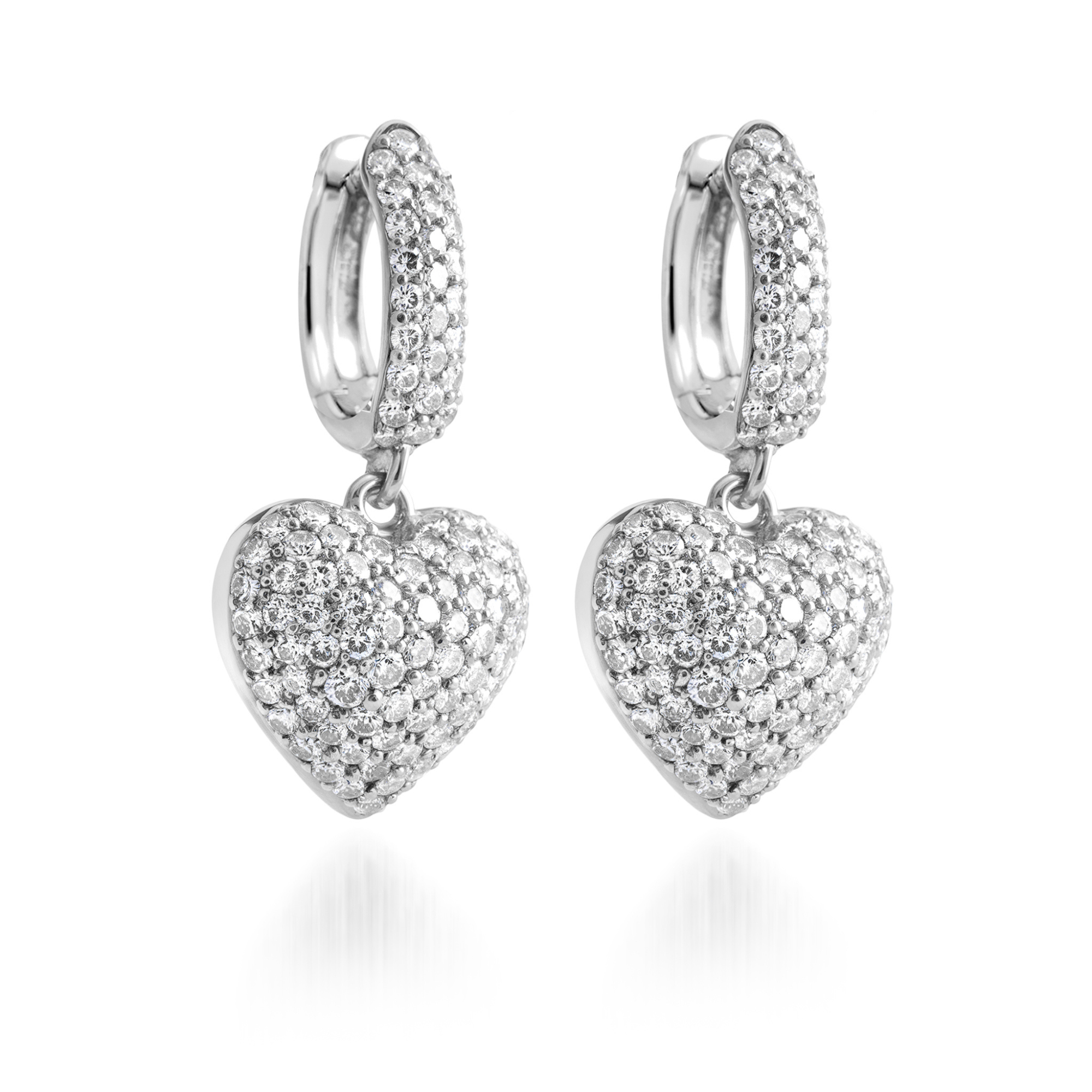 Diamond Cluster Gold Heart Earrings