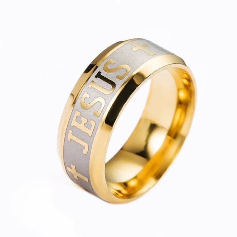 Los Fieles: Anillo para hombre con cruz y 'Jesús' grabado