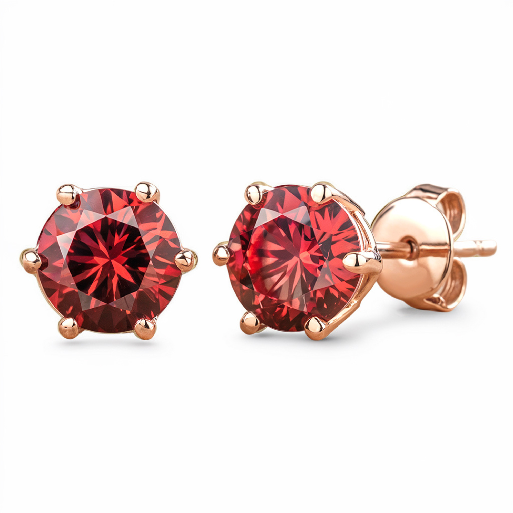 Round Cut Moissanite Rose Gold Earrings