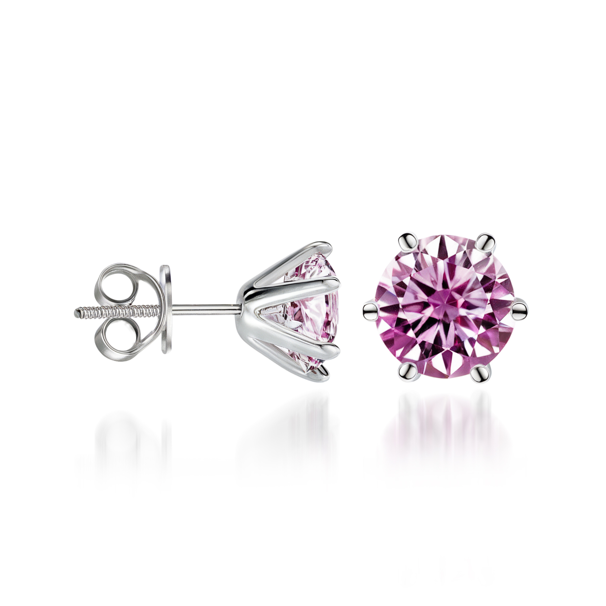 Delicate Pink Moissanite Stud Earrings