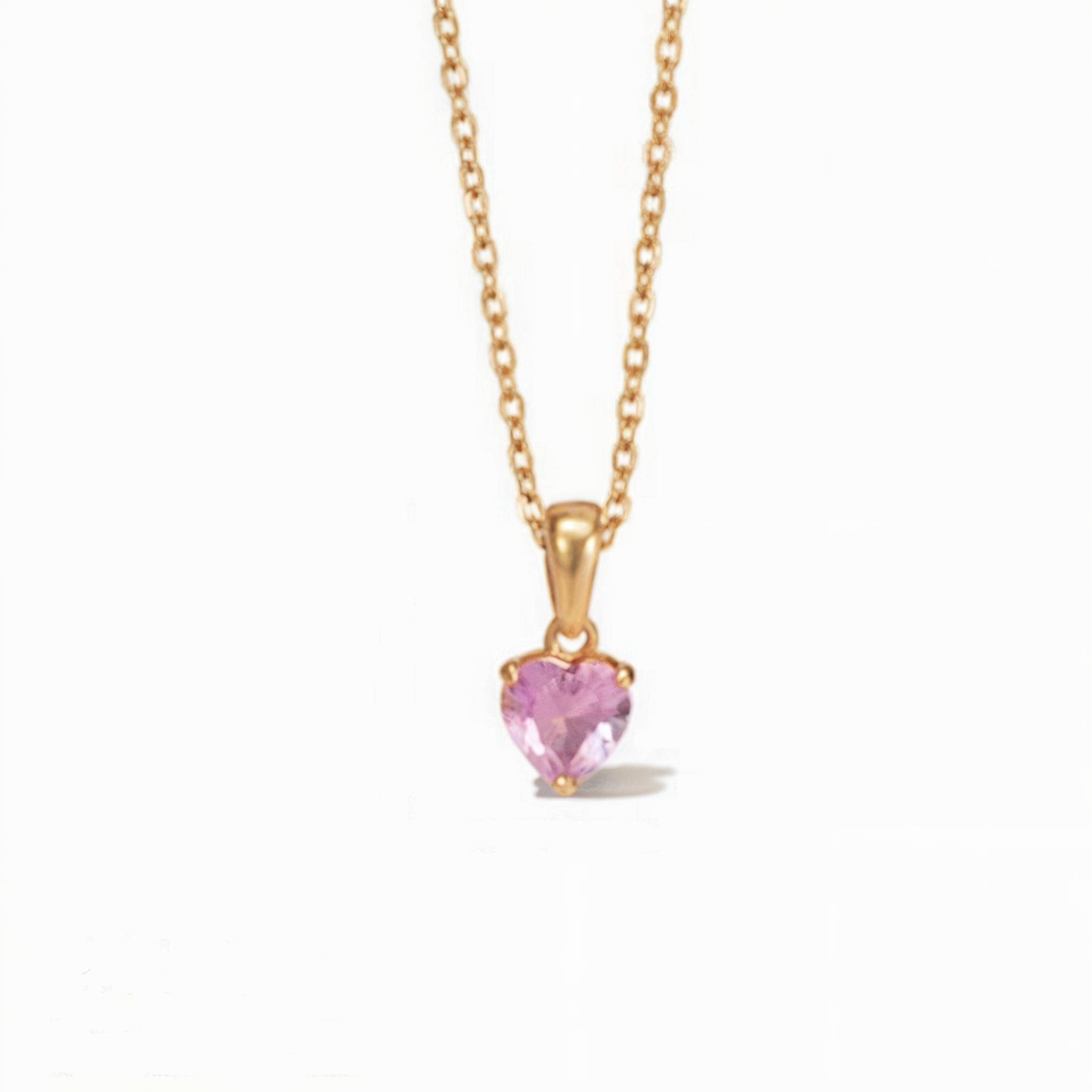 Collar de corazón rosa en oro rosa