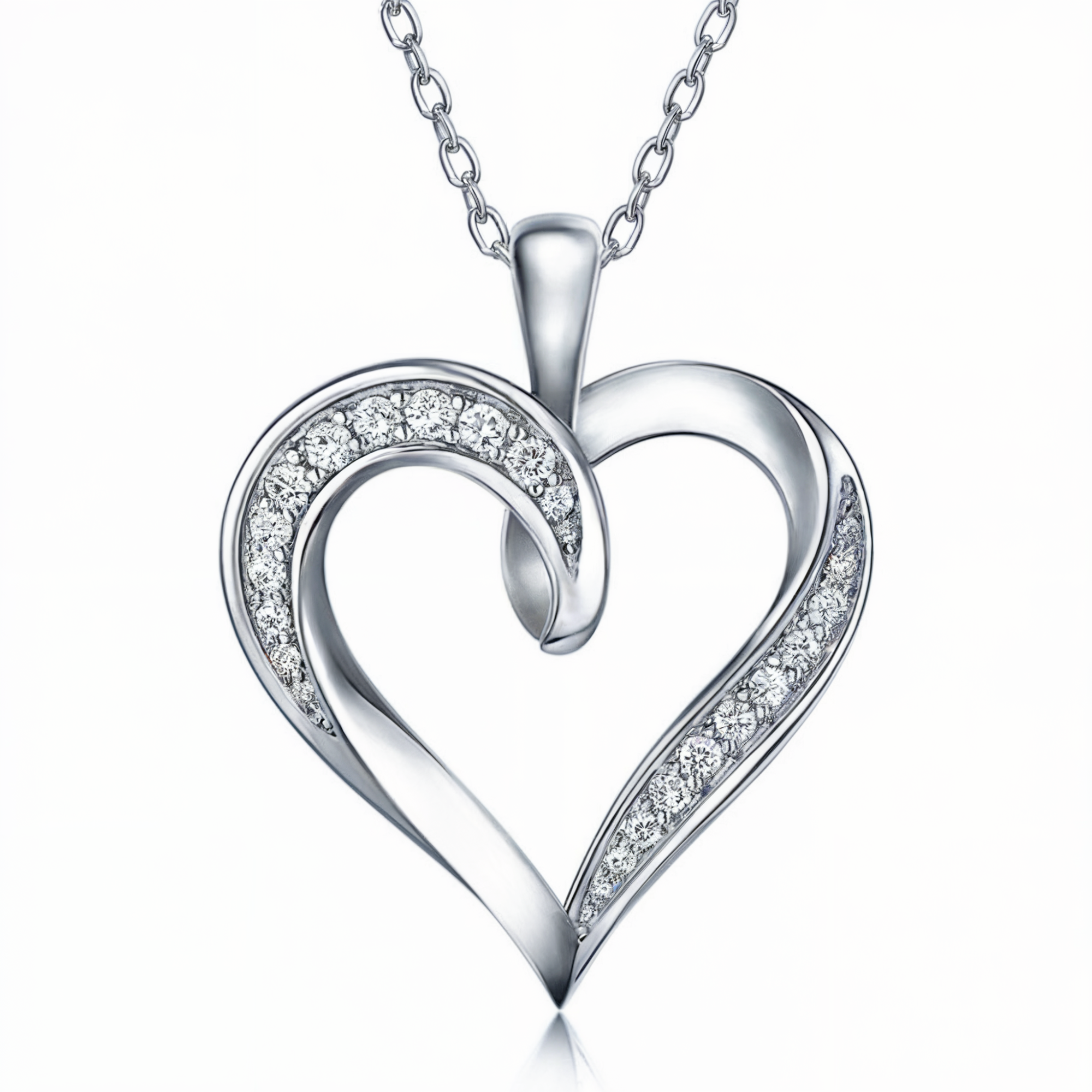 Diamond Ribbon Heart Pendant