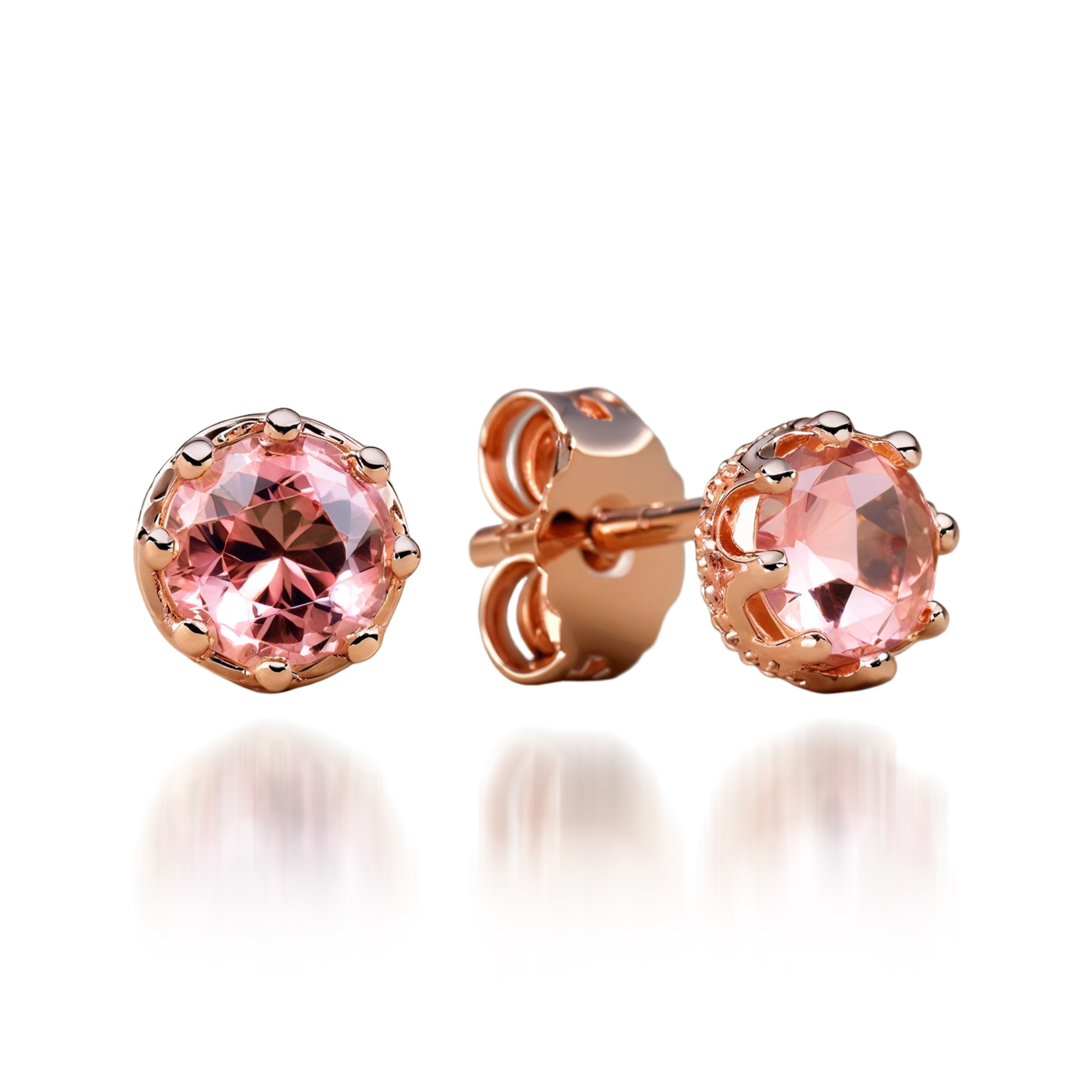 Pendientes de oro rosa con diamantes rosas