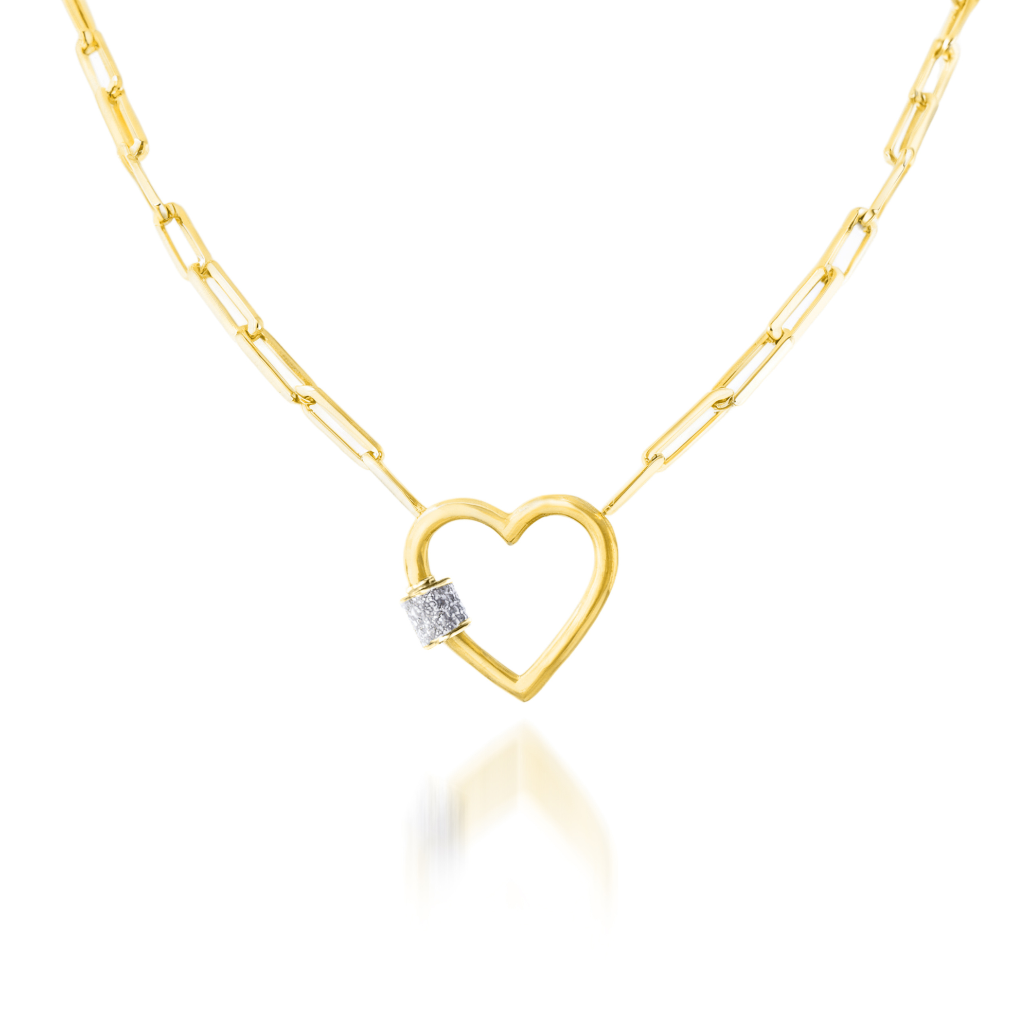 Diamond Charm Link Heart Necklace