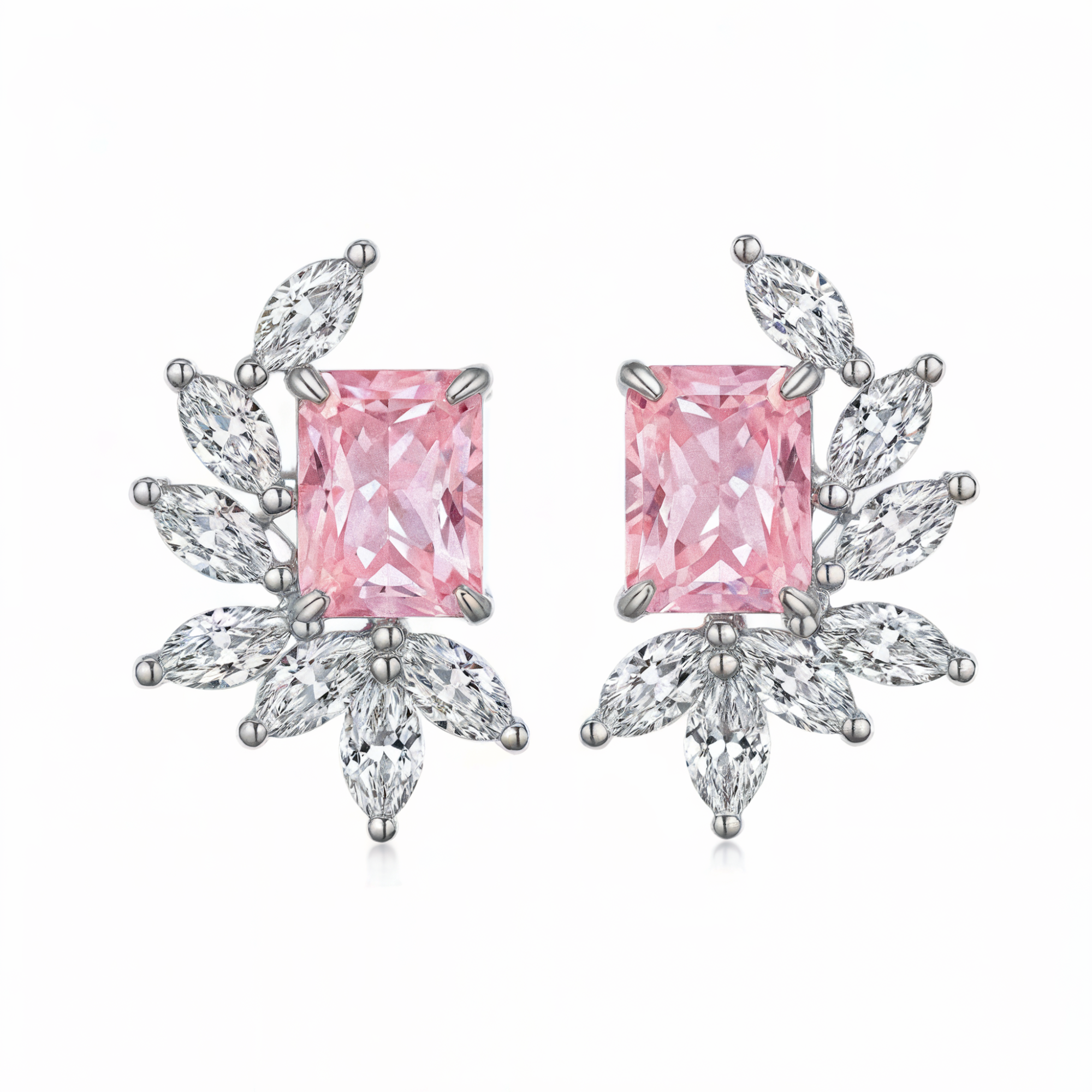 Pink Radiant Cut Diamond Earrings