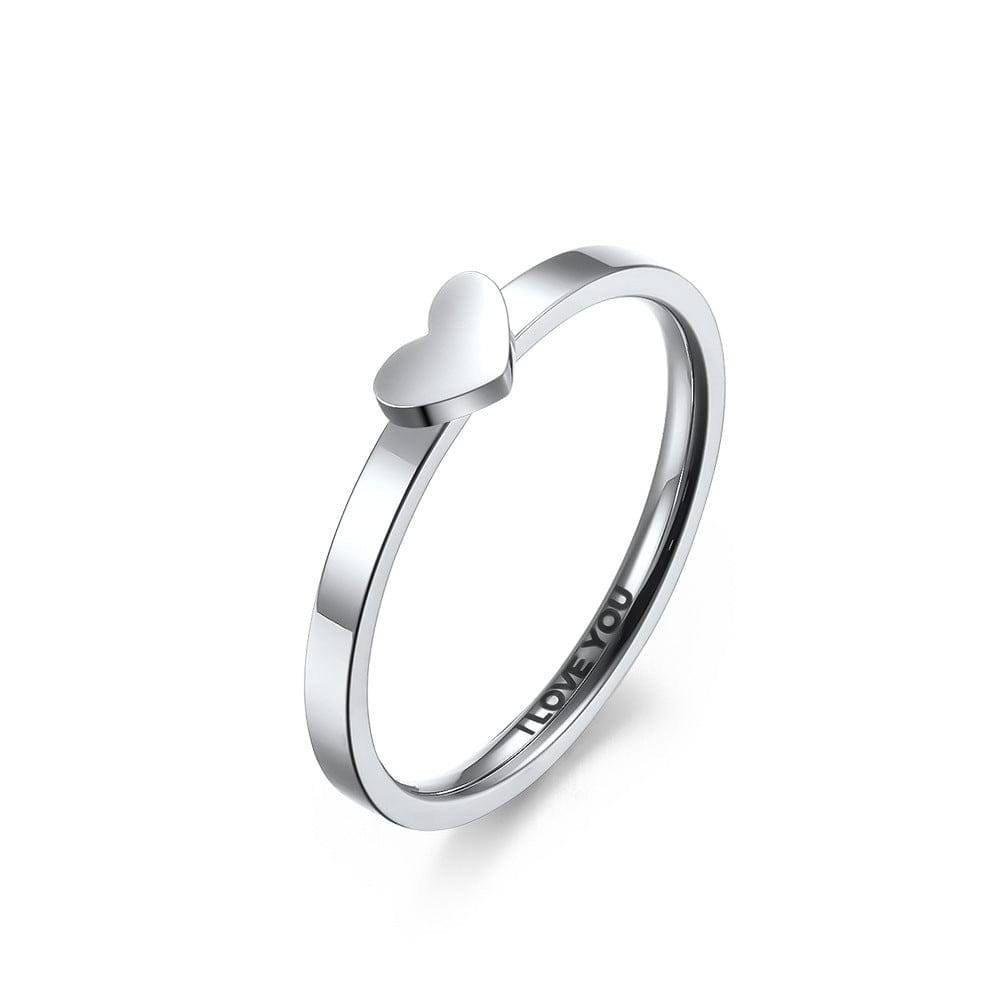 Personalized Matching Heart Layering Couple Ring Set