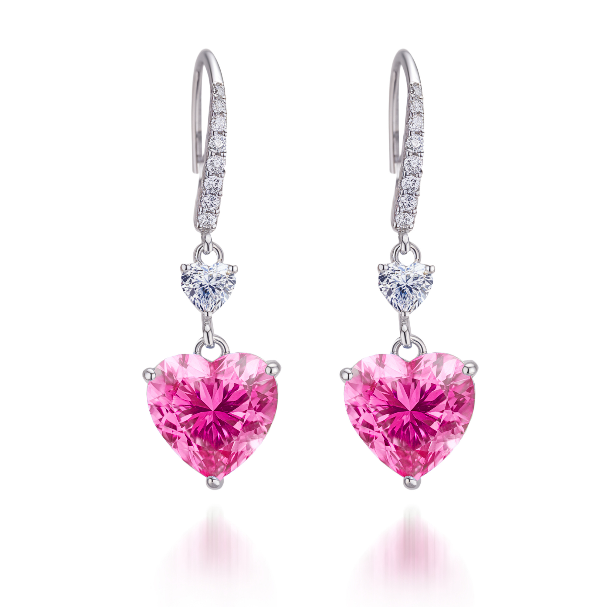 Pendientes colgantes con corte de corazón de diamantes