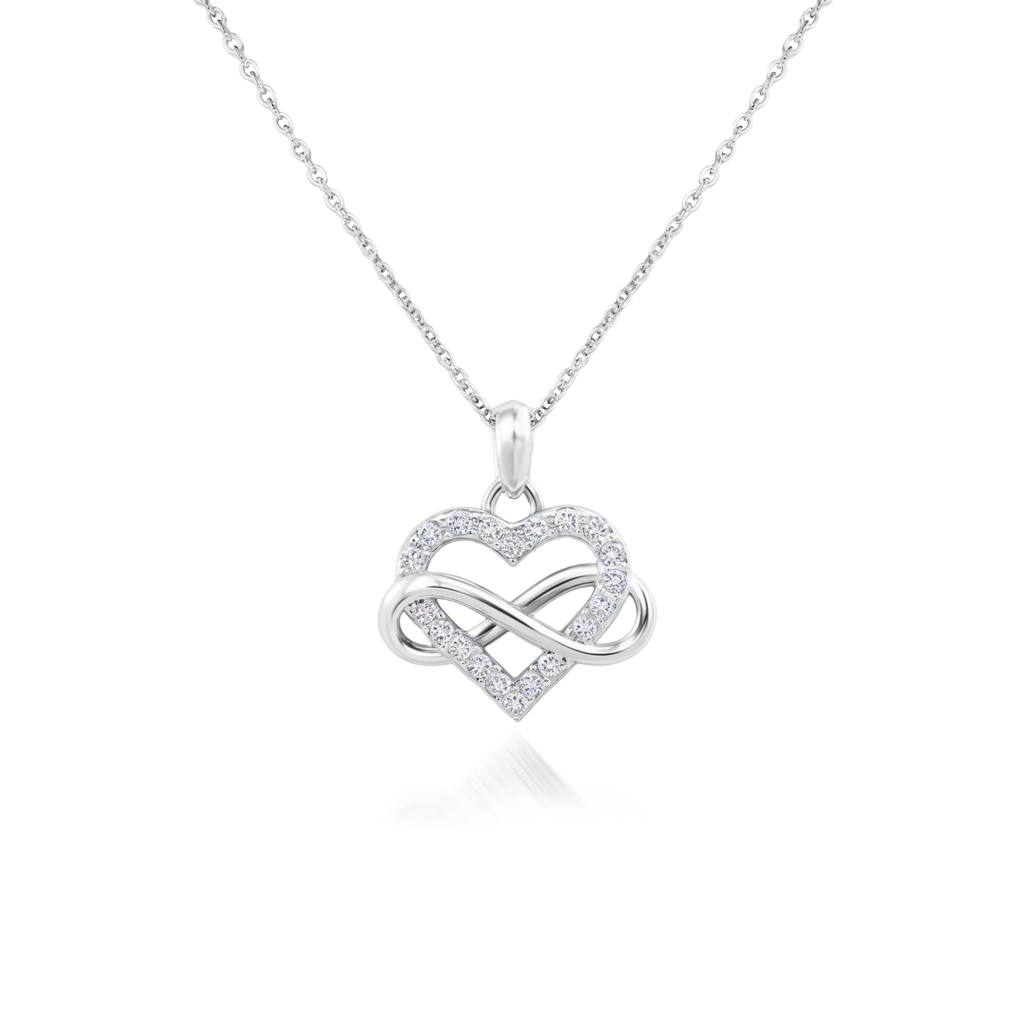 Colgante de oro con forma de corazón con infinito y diamantes celtas