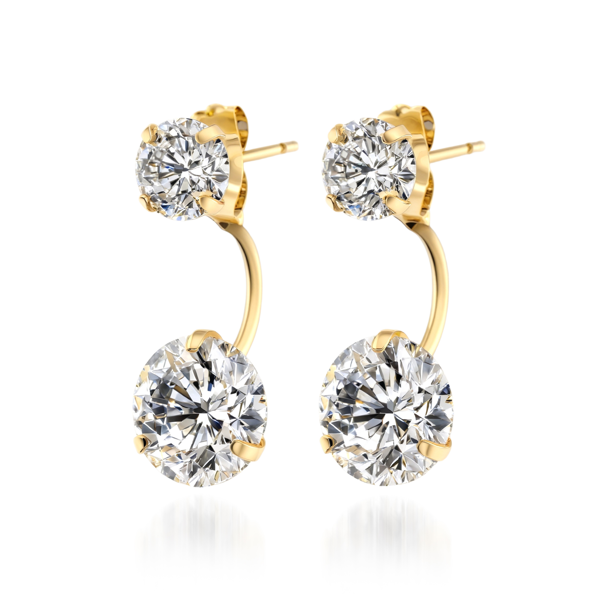 Dual Stone Gold Drop Earrings