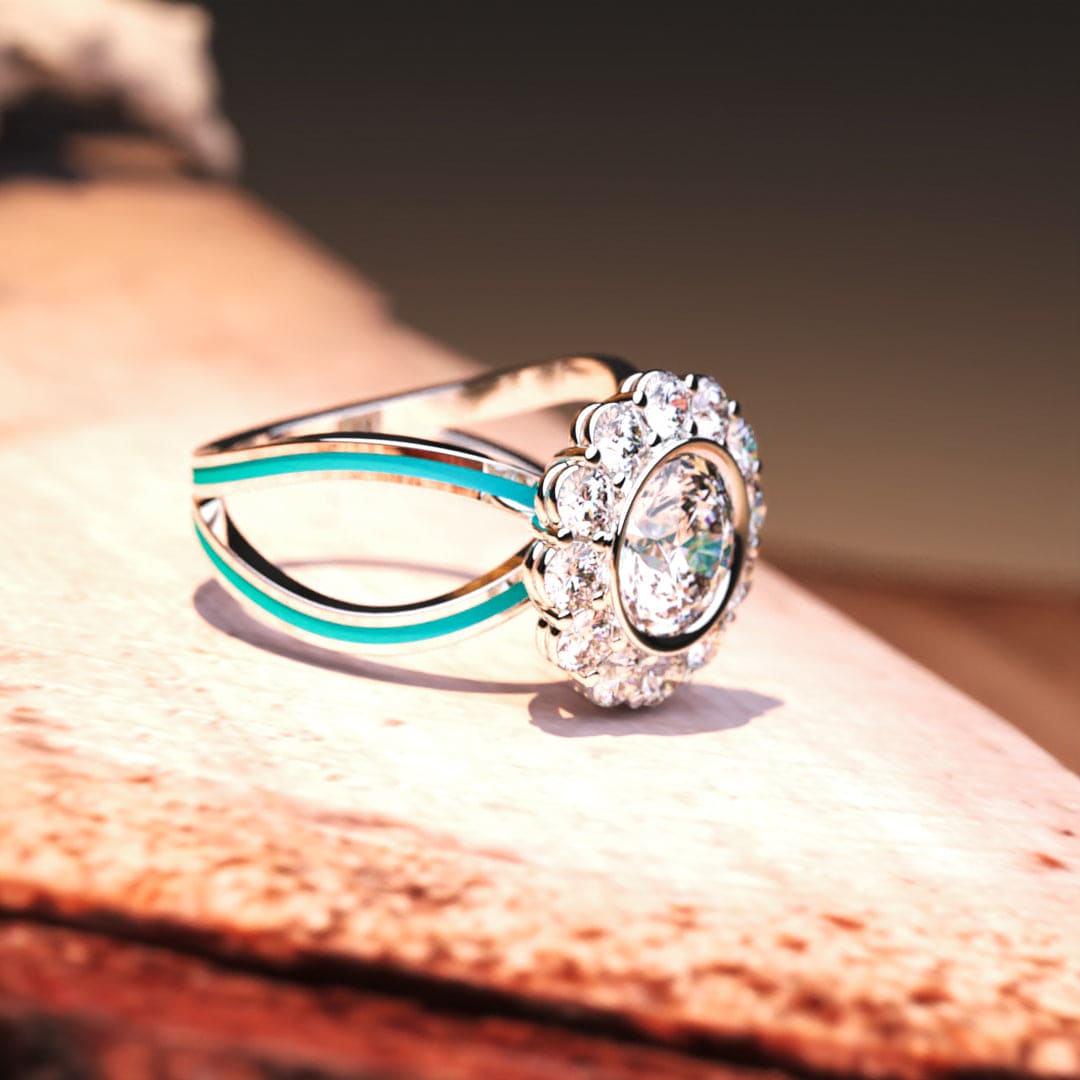 Ocean's Bloom: Diamond Cluster Ring - S925 Sterling Silver