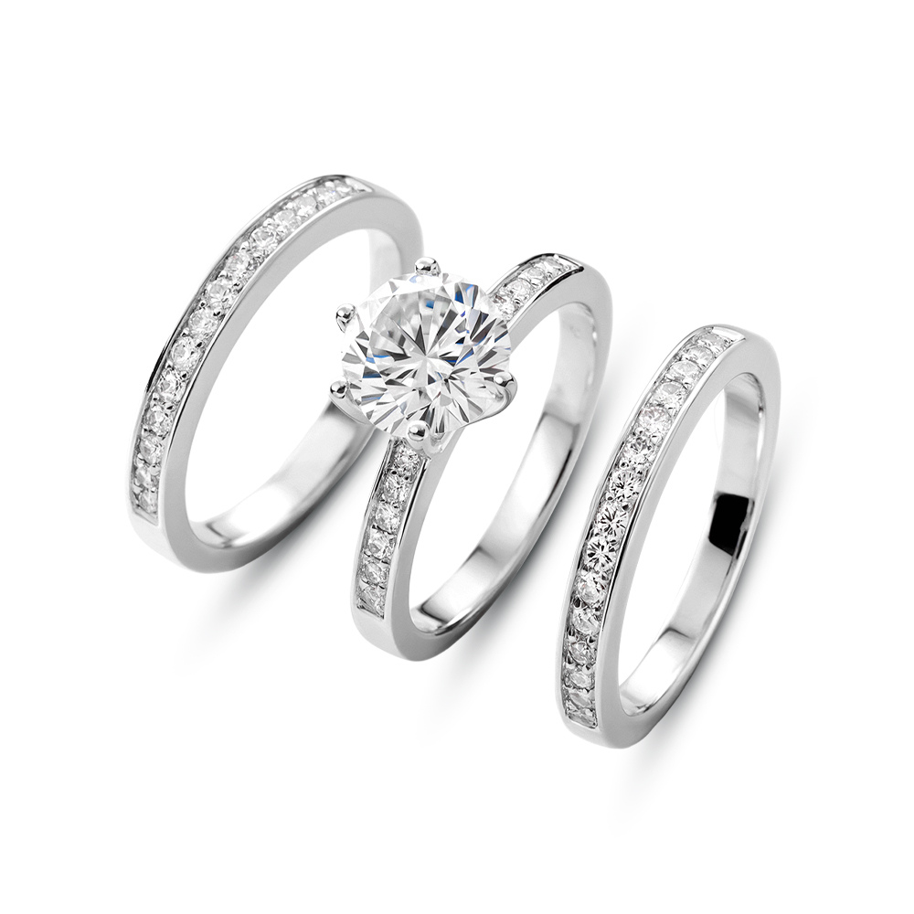 3-Piece Lab Diamond Eternity Ring Set