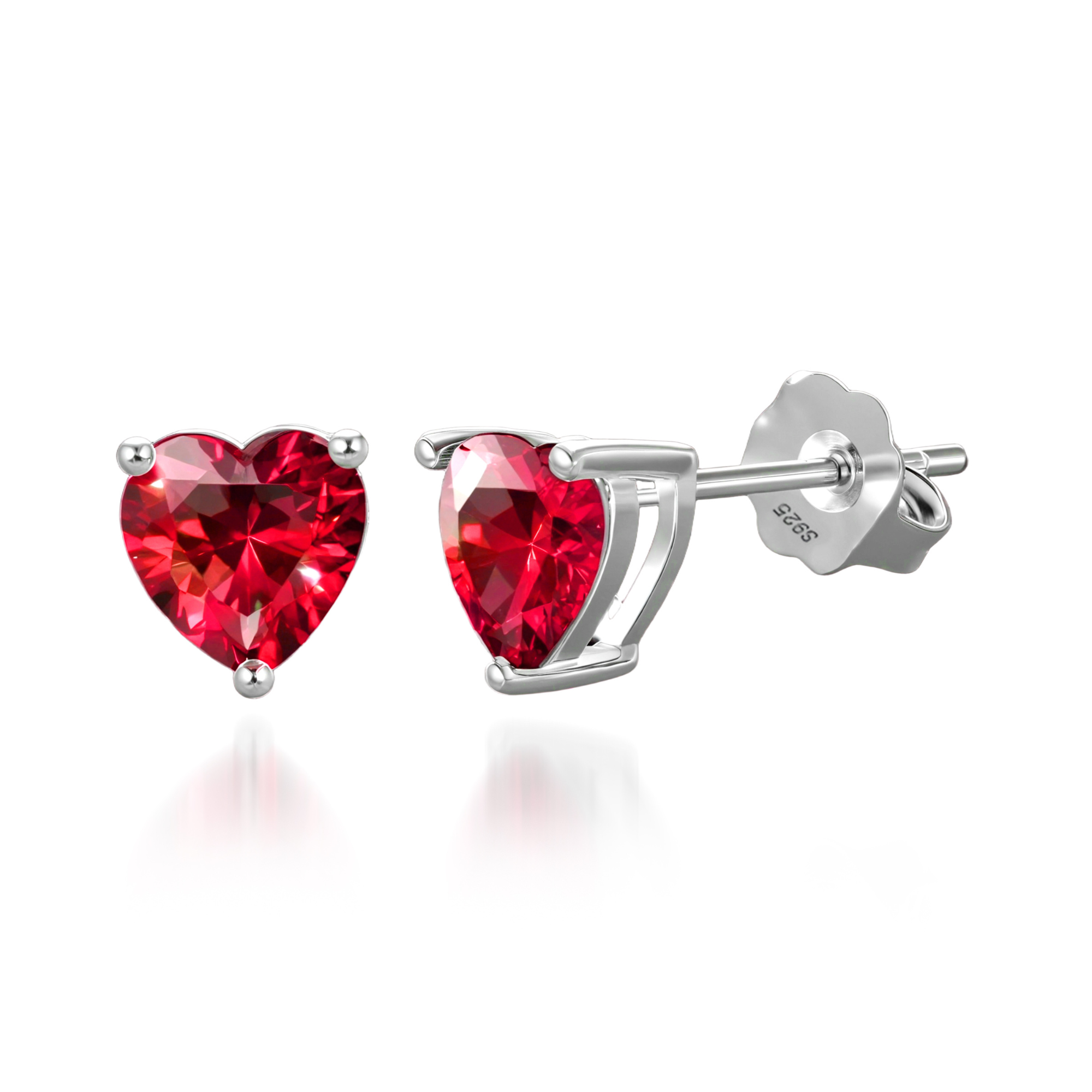 Pendientes opulentos de corazón rojo