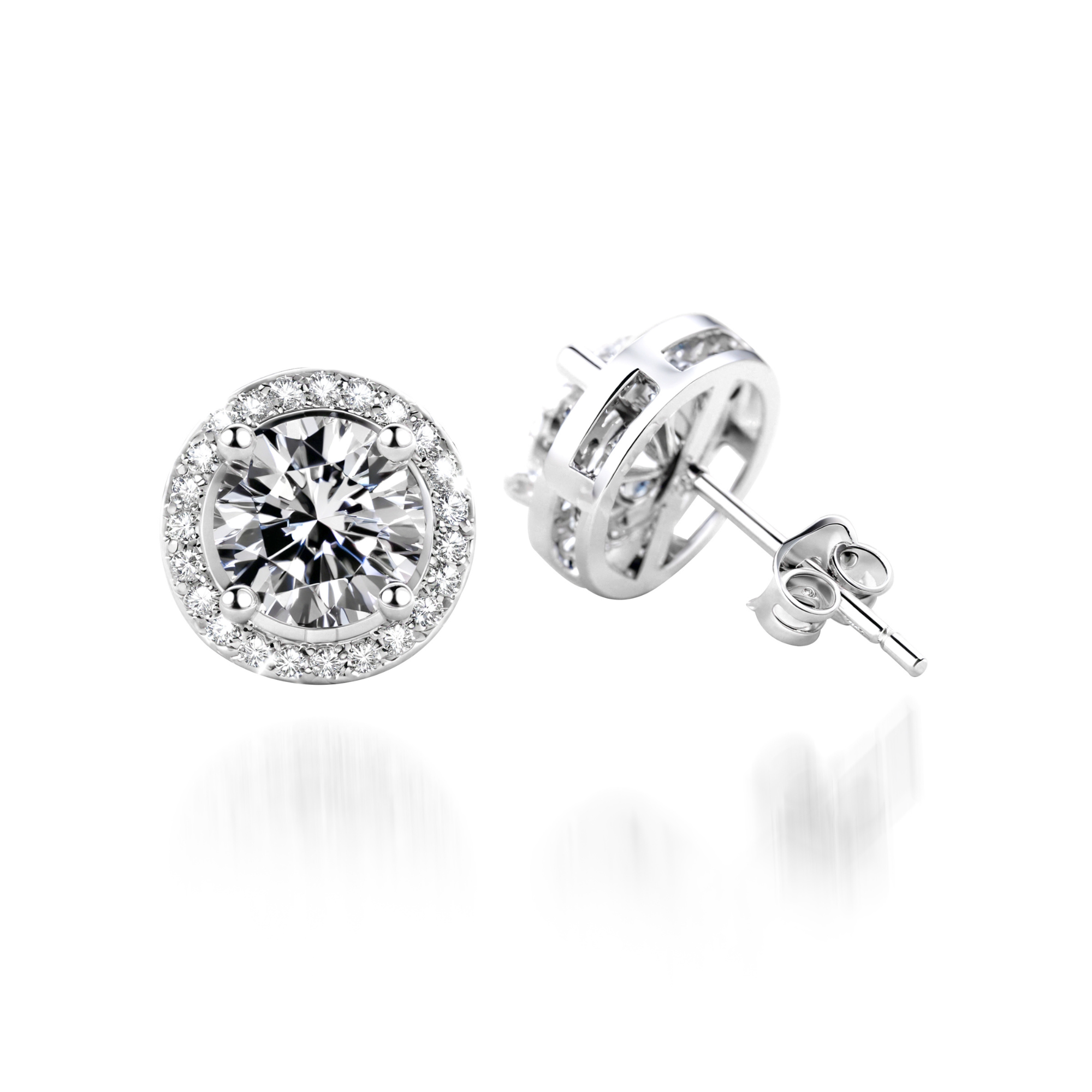 Lustrous Moissanite Halo Earrings