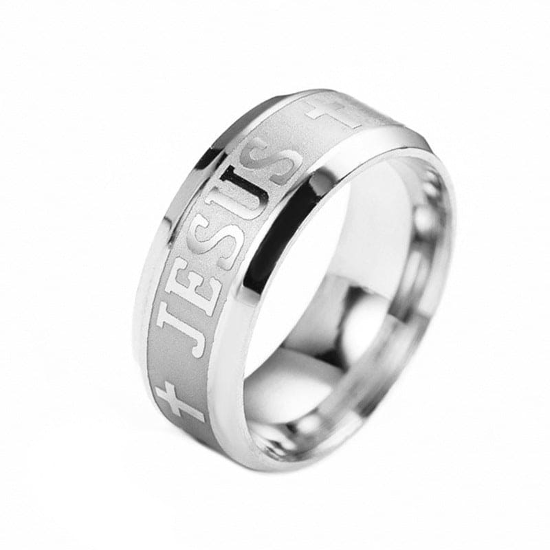 The Faithful: Engraved 'Jesus' and Cross Men's Ring