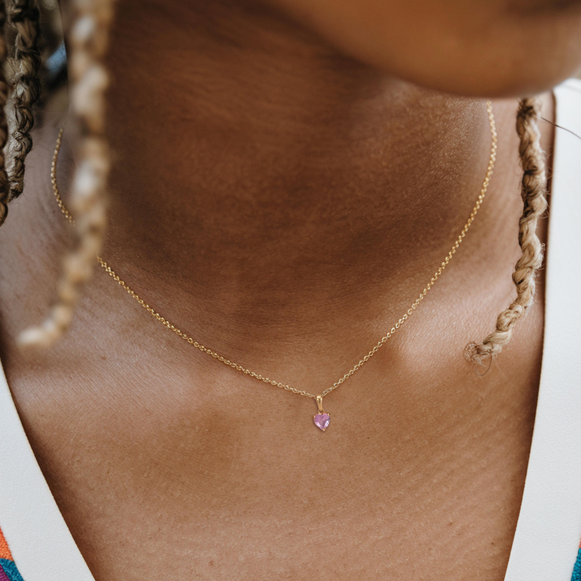 Rose Gold Pink Heart Necklace