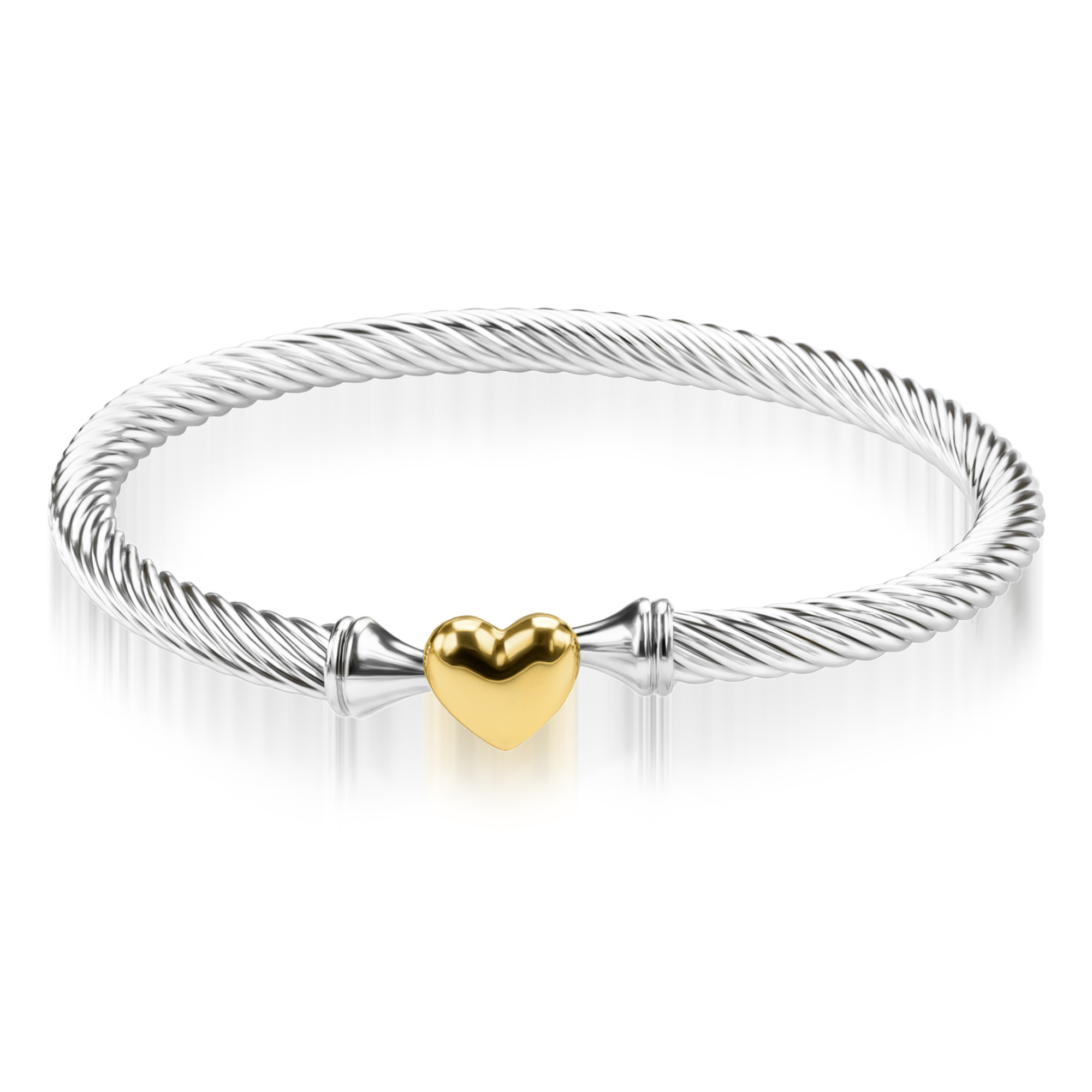 Elegant Cable Gold Heart Bracelet