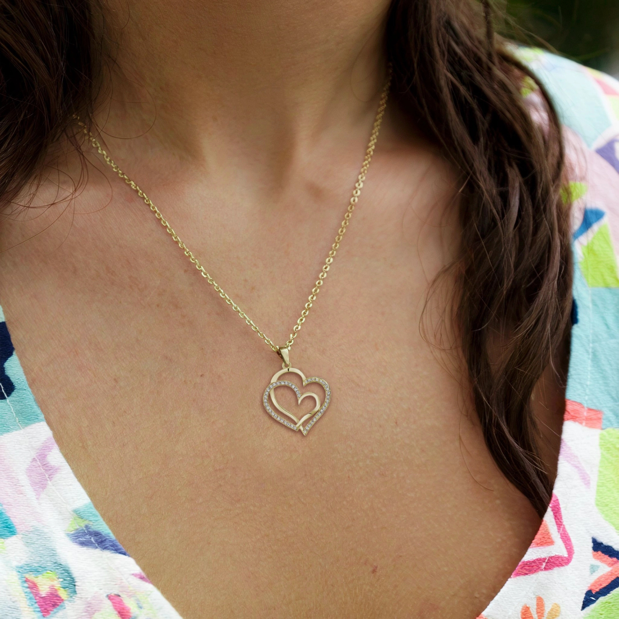 Tilted Double Heart Necklace