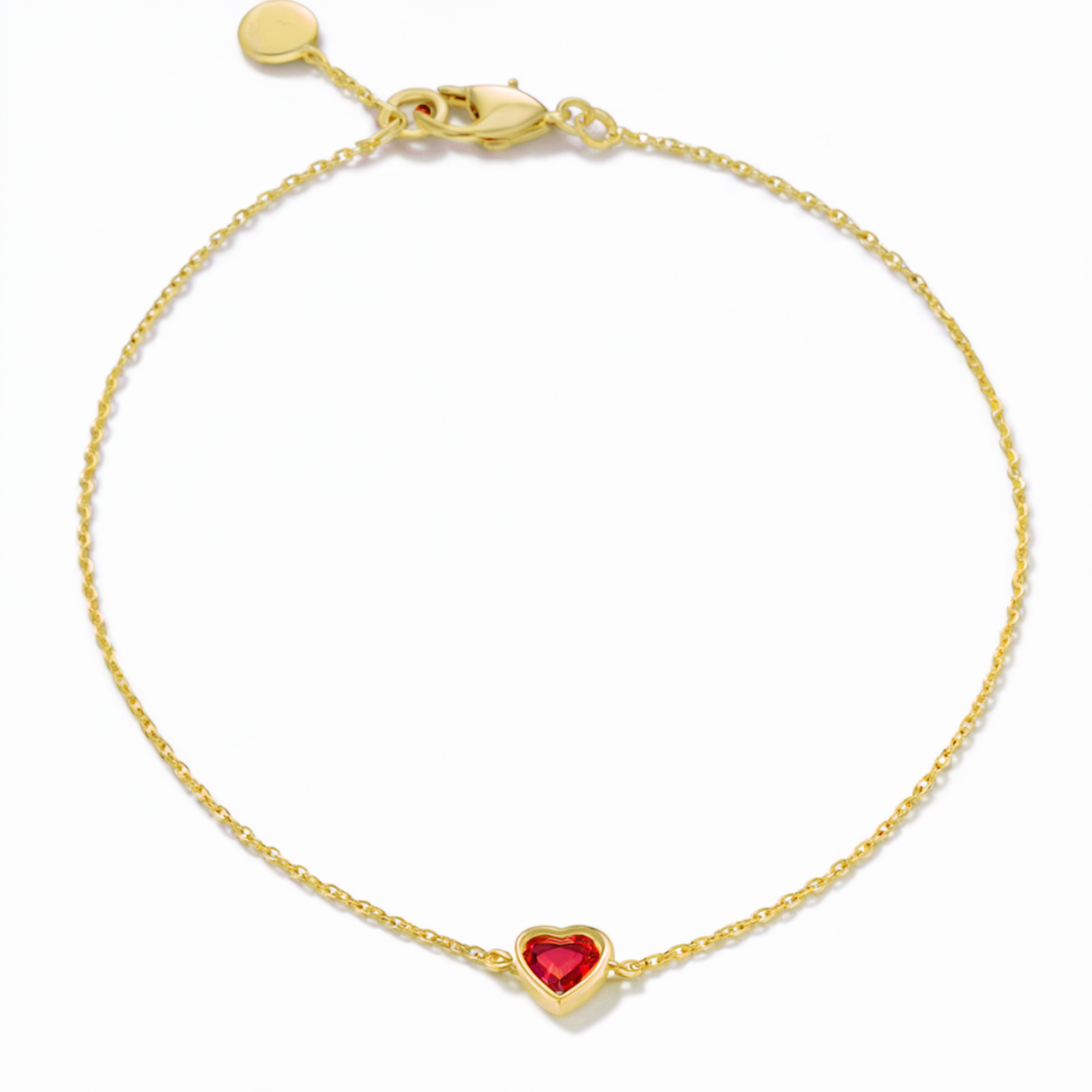 Minimalist Ruby Heart Bracelet