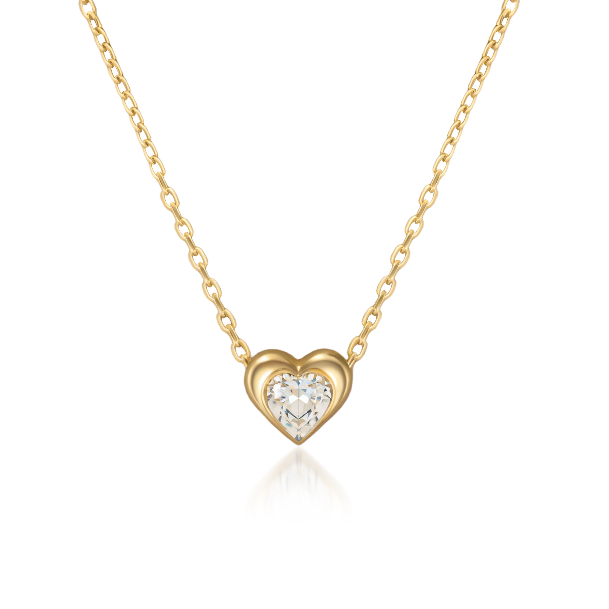 Heart Cut Diamond Silver Necklace