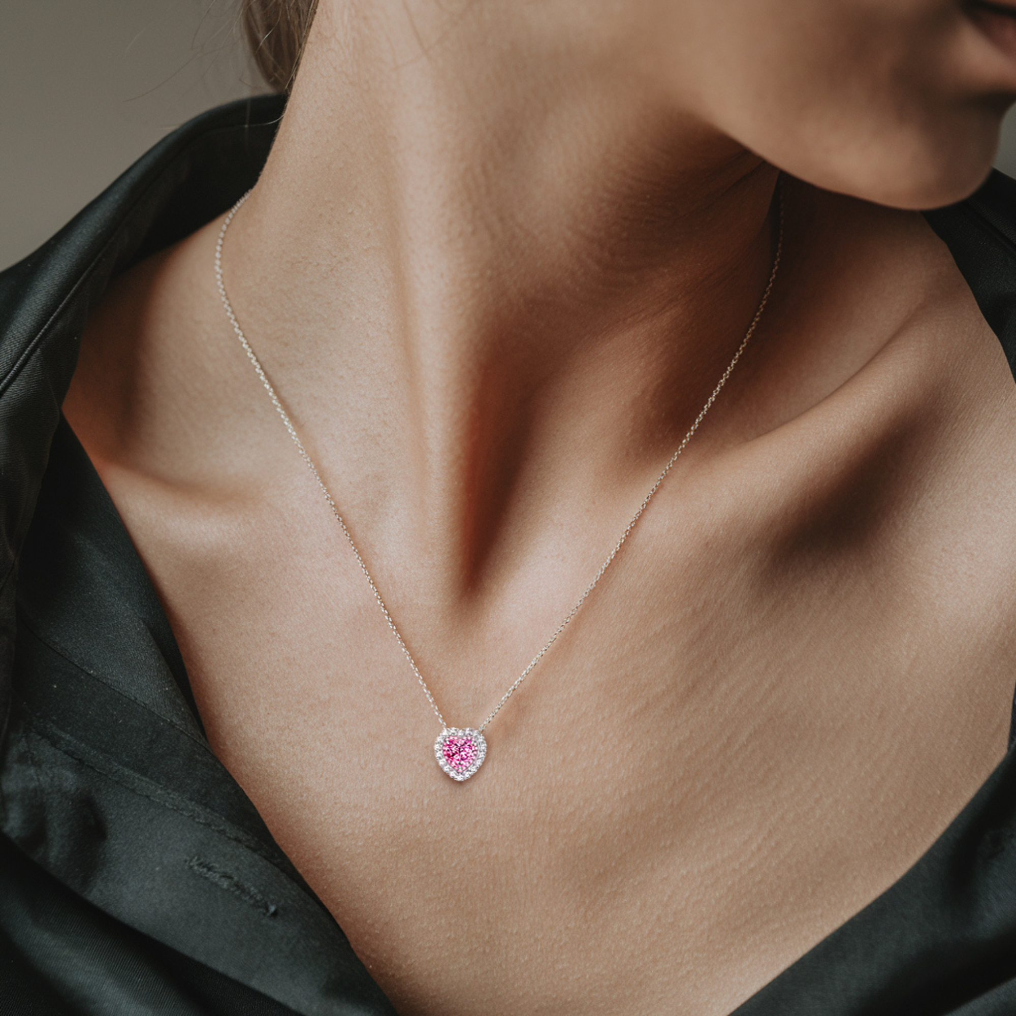 Halo Pink Heart Necklace