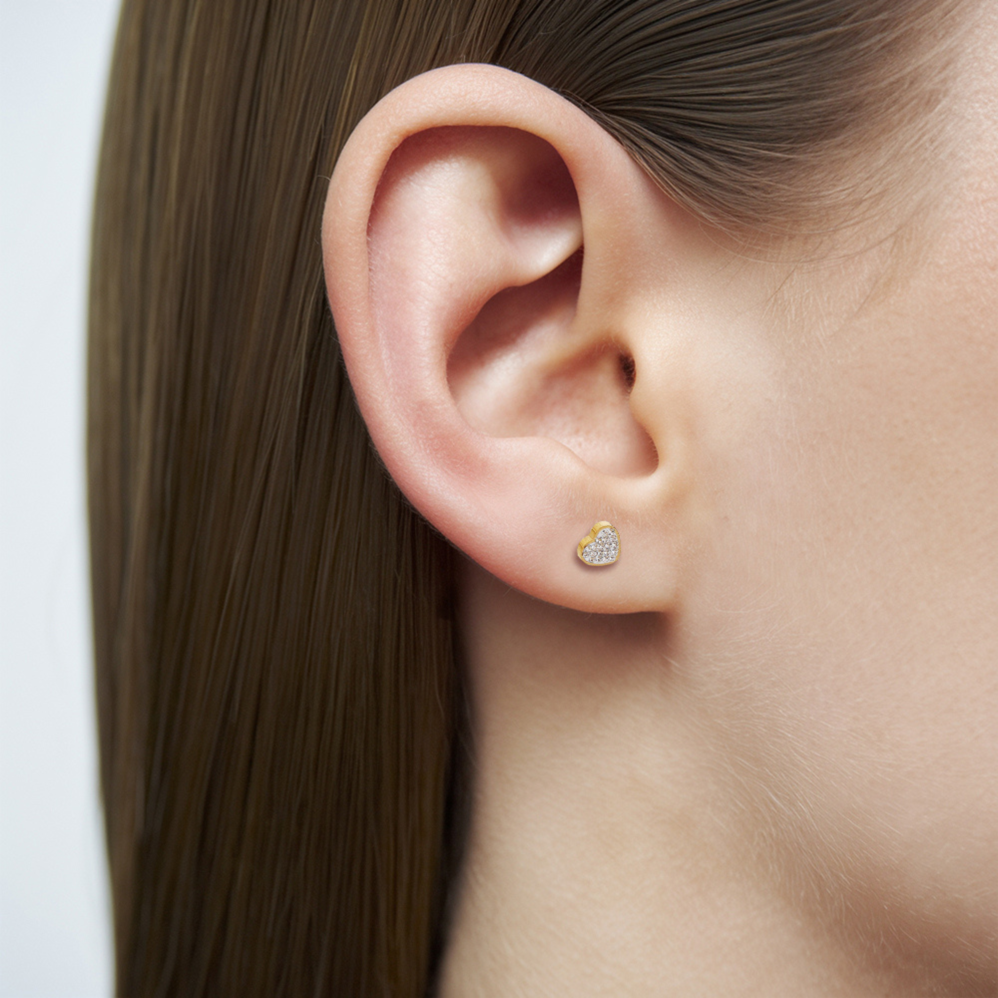 Diamond Cluster Silver Heart Studs