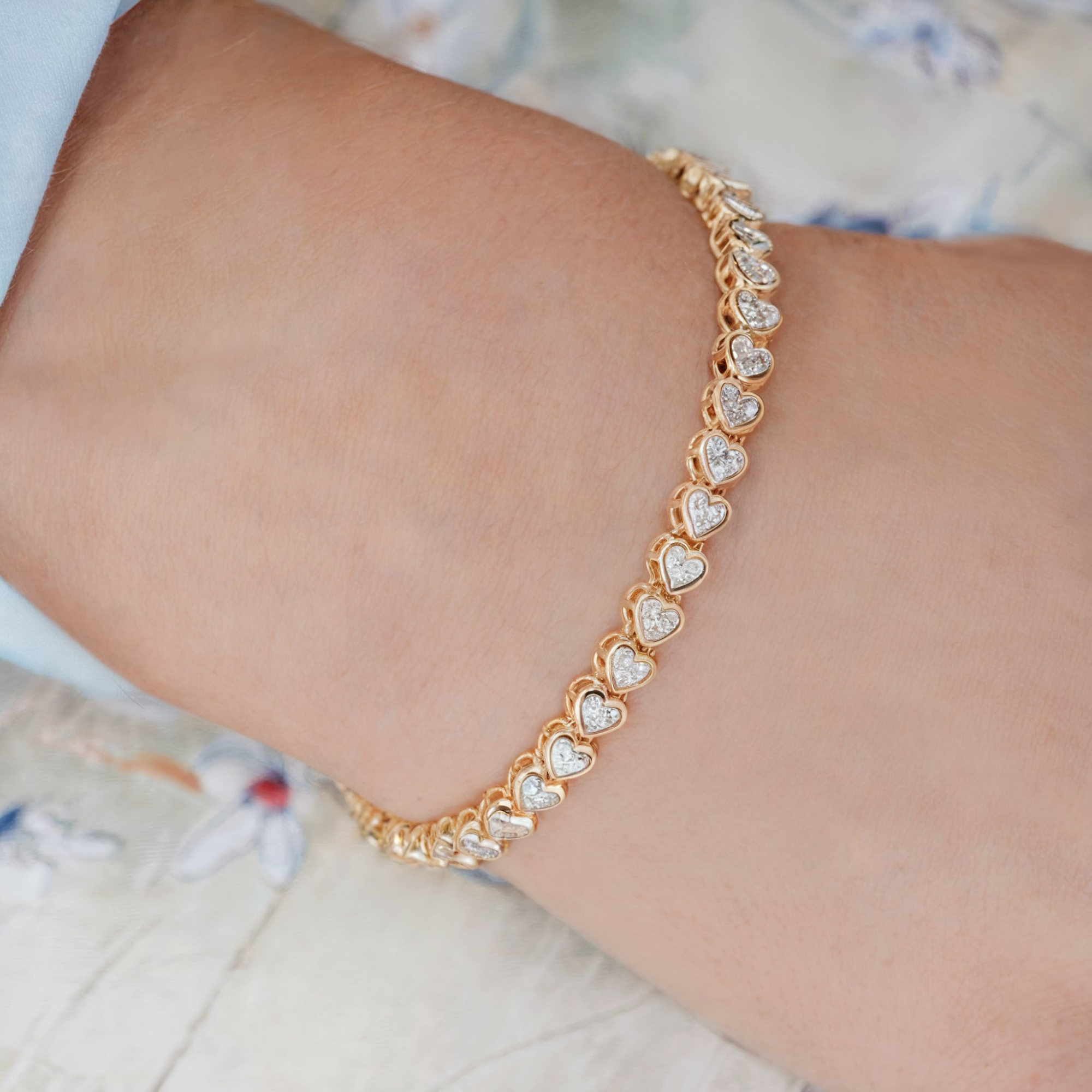 Gold Tennis Heart Bracelet