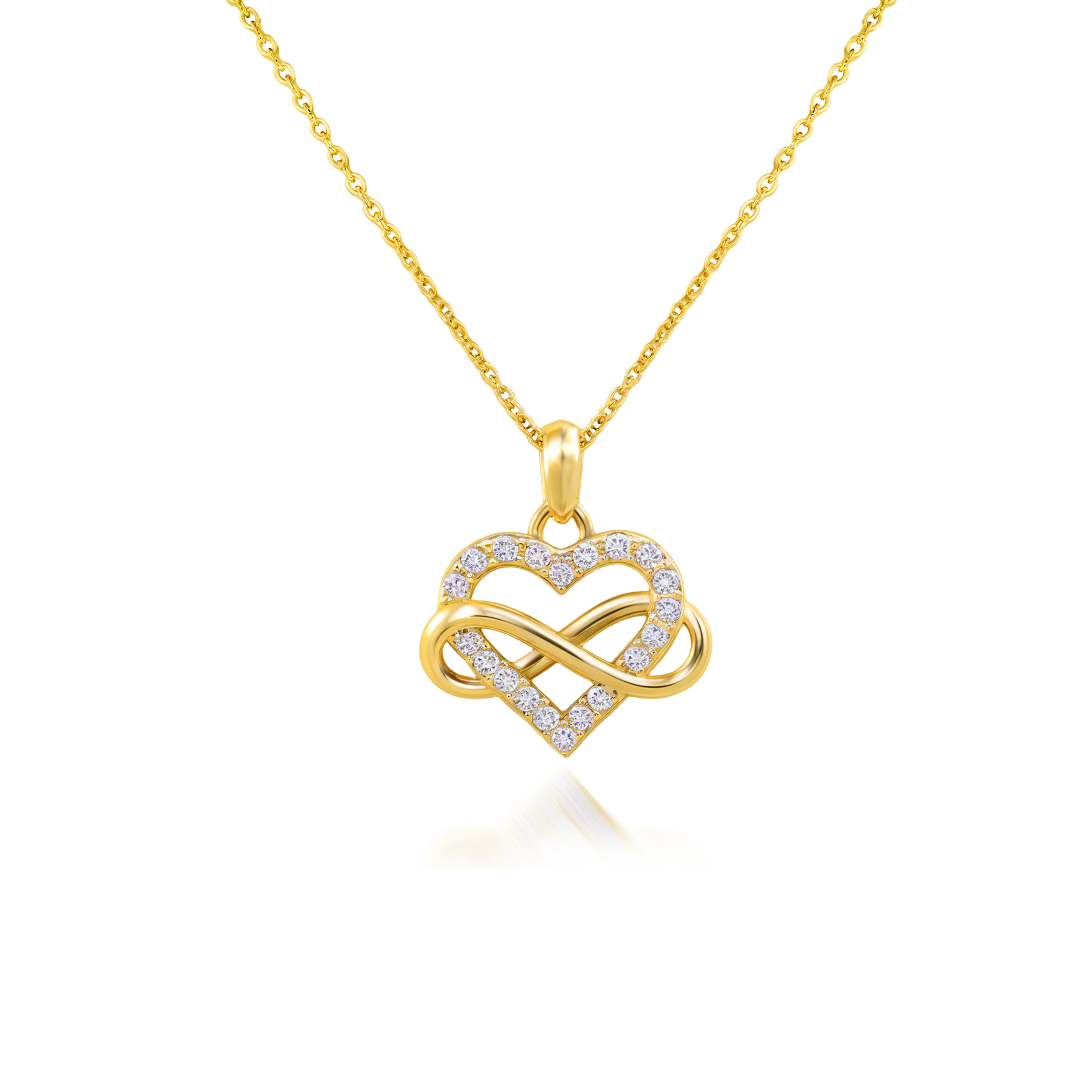 Colgante de oro con forma de corazón con infinito y diamantes celtas