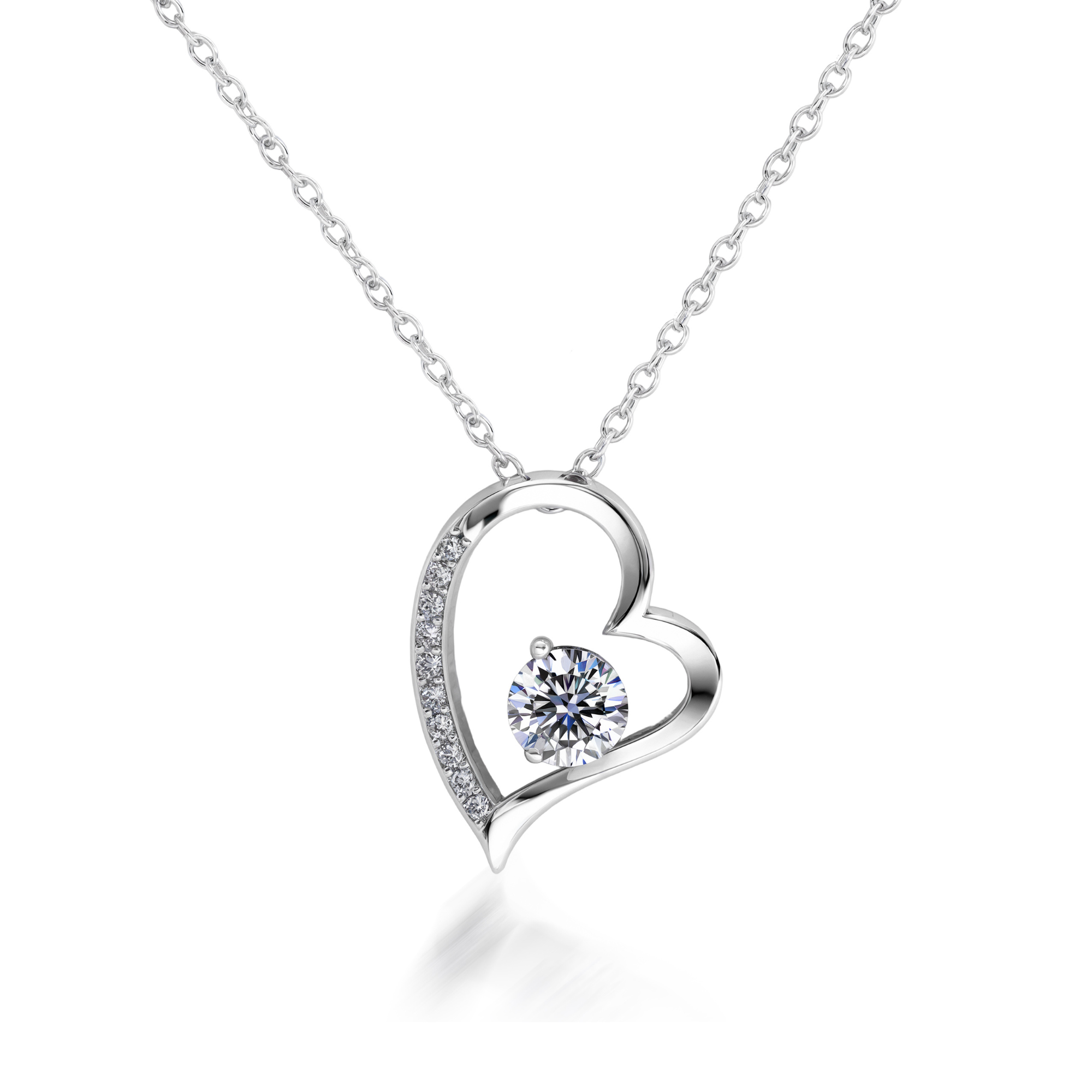 To My Soulmate | Silver Heart Diamond Necklace