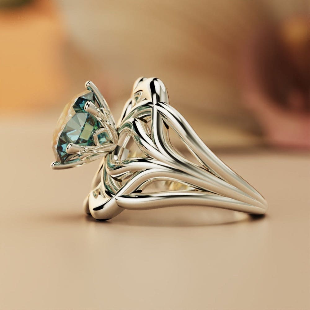 Anillo de aguamarina de talla redonda Azure Dream - Plata de ley S925 