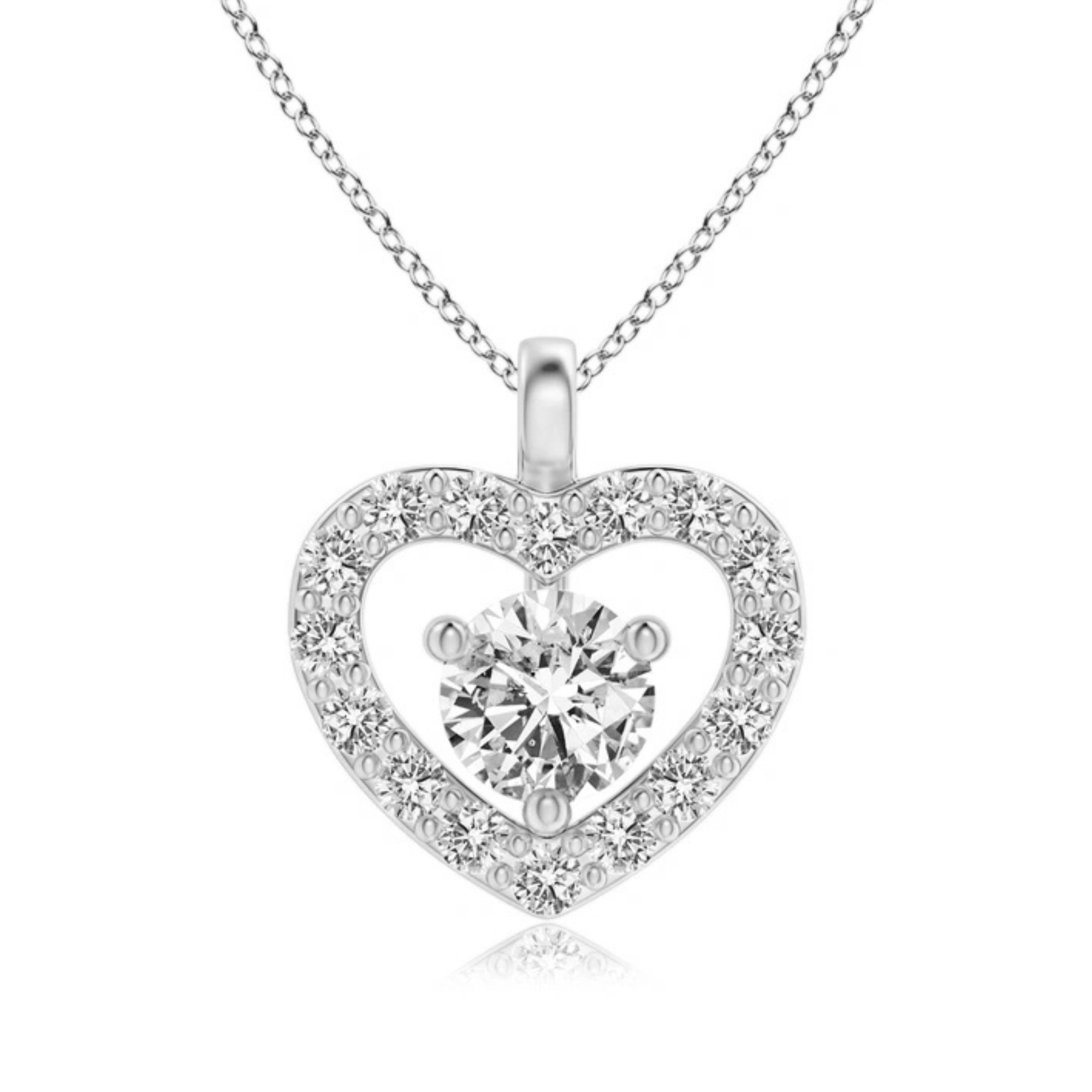 Open Heart Diamond Necklace with Accents